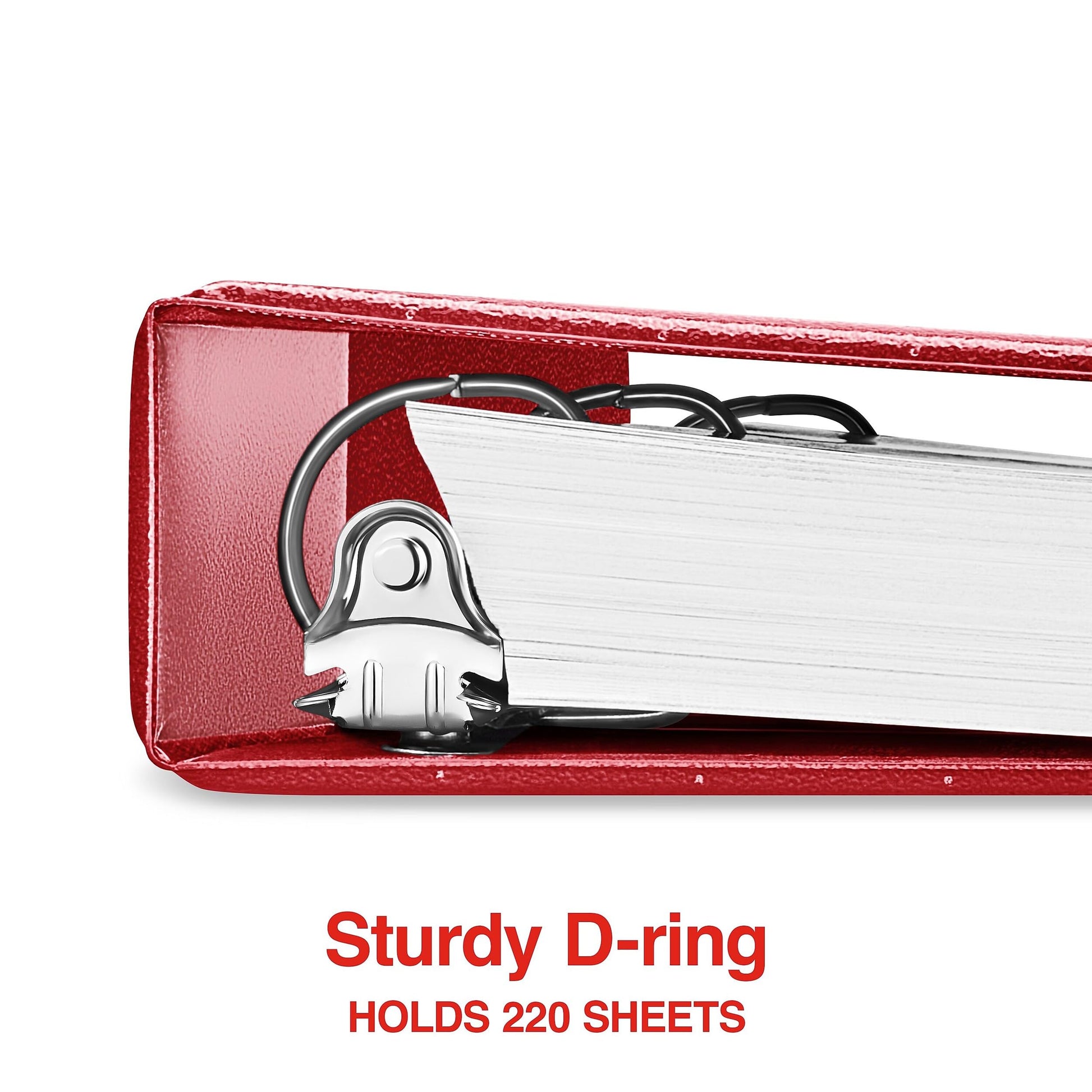 Staples 1" 3-Ring View Binders, D-Ring, Red, 4/Pack
