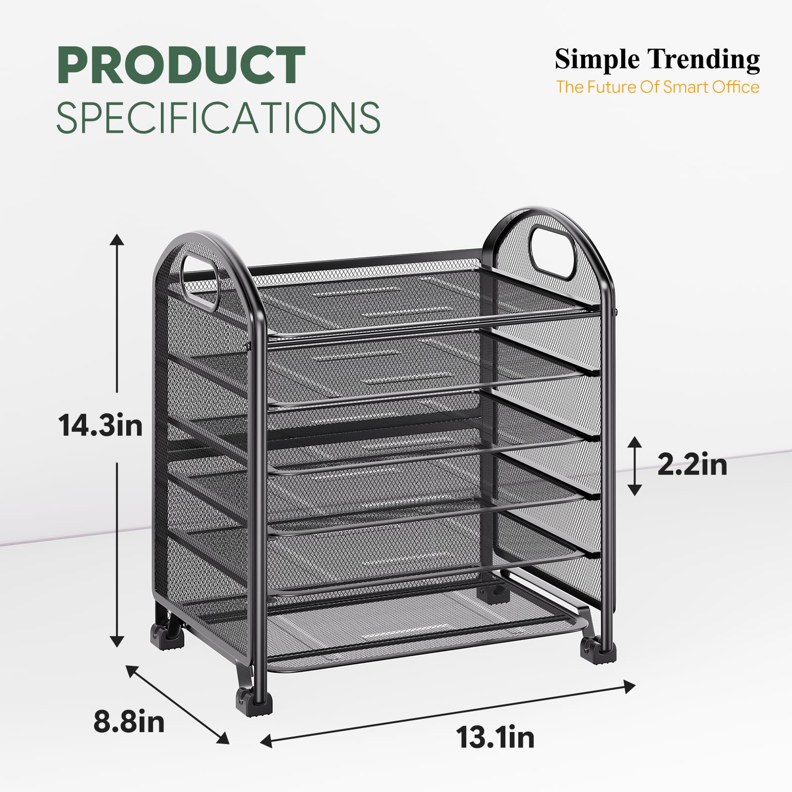 Simple Trending 6-Tier Paper Tray Organizer, File Organizer for Desk, Black