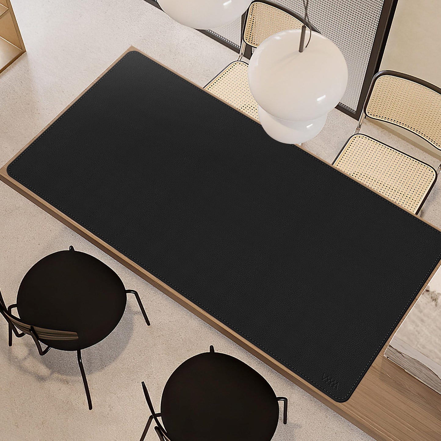 Vyaaa Large Leather Desk Mat, 63” x 31” Leather Desk Pad Protector, Black