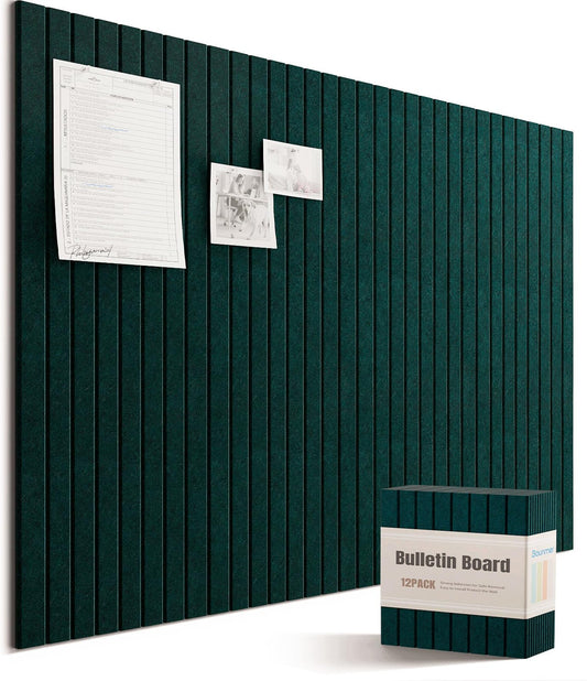 Bounmer Large Cork Board Alternative 48“ x 36”, 12-Pack Felt Bulletin Board Tiles with 60 Safe