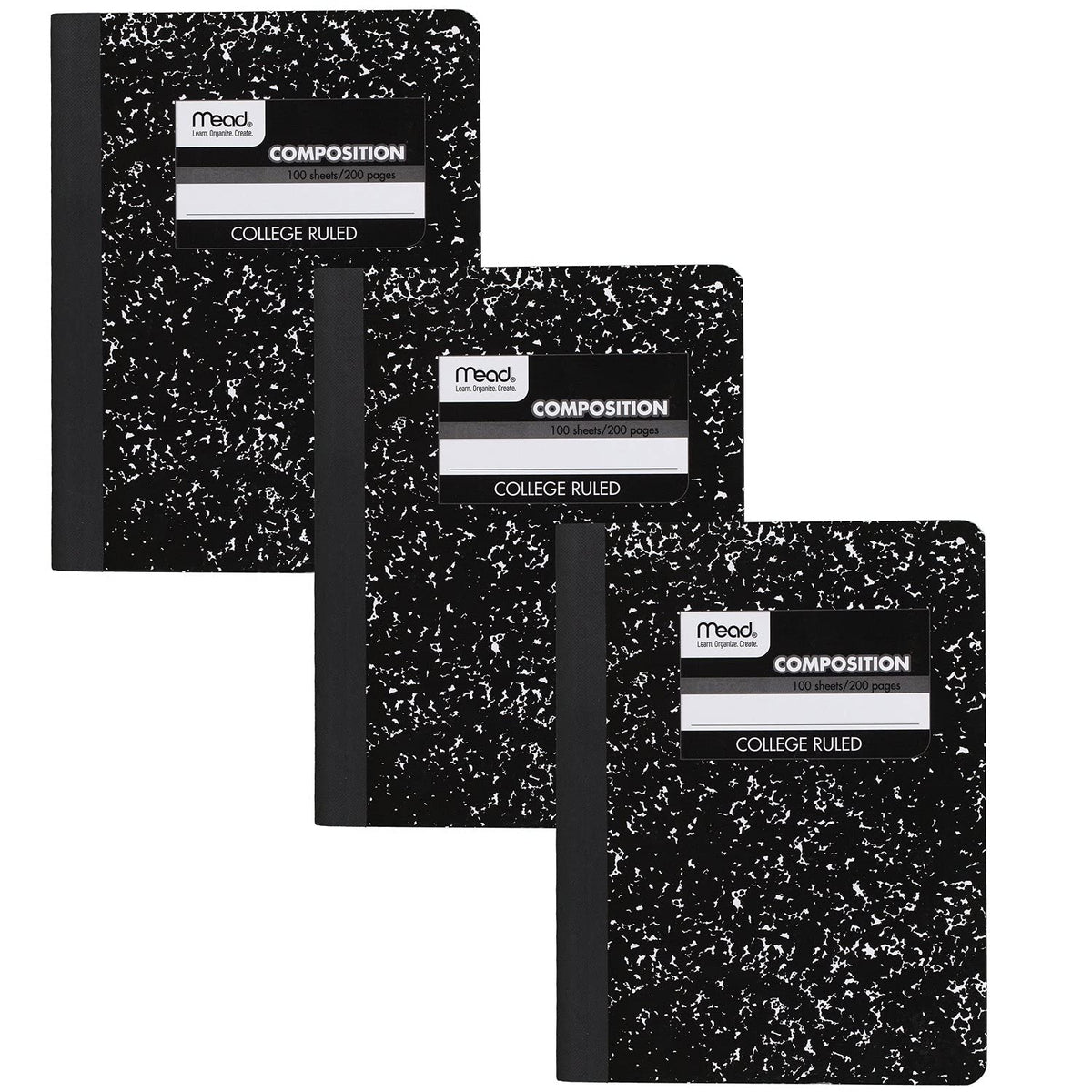 Mead Composition Notebook, 3 Pack, College Ruled Paper, 7-1/2" x 9-3/4", 100 Sheets per Comp Book