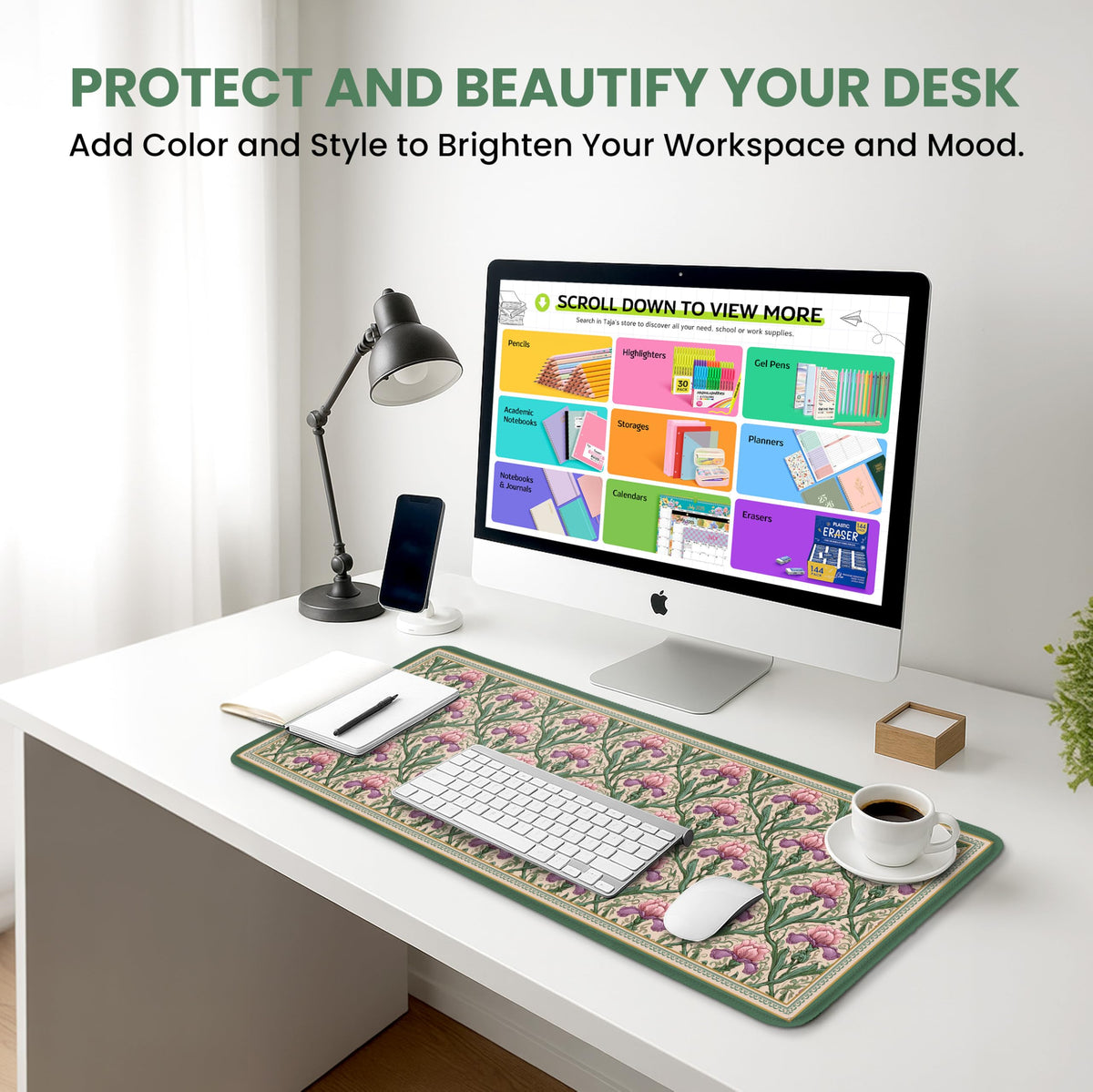 ZapDesk Large Desk Mat, Extended Mouse Pad for Desktop, 31.5" x 11.8"