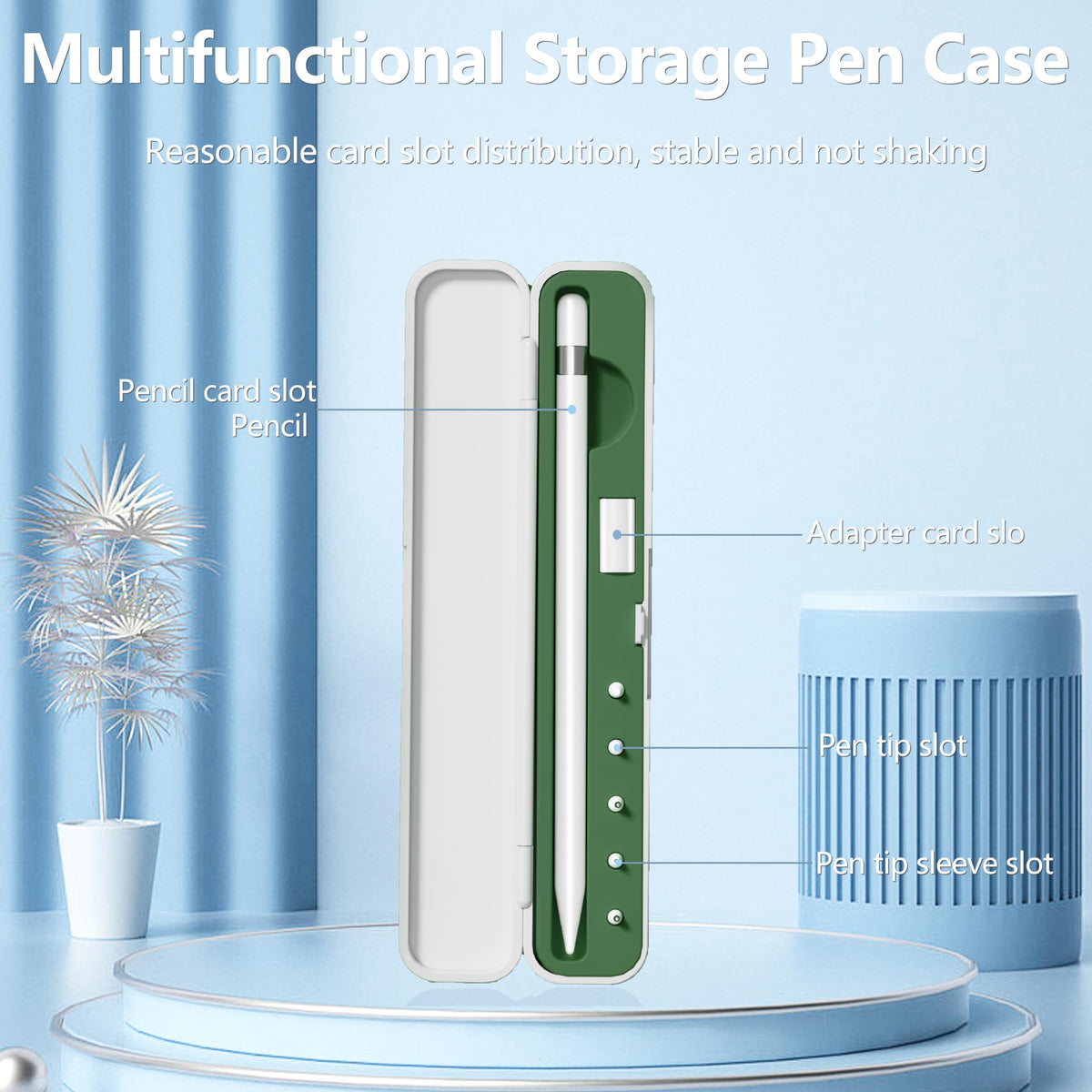 Inesore for Apple Pencil Case with 5 Pcs Replacement Tips (Green)
