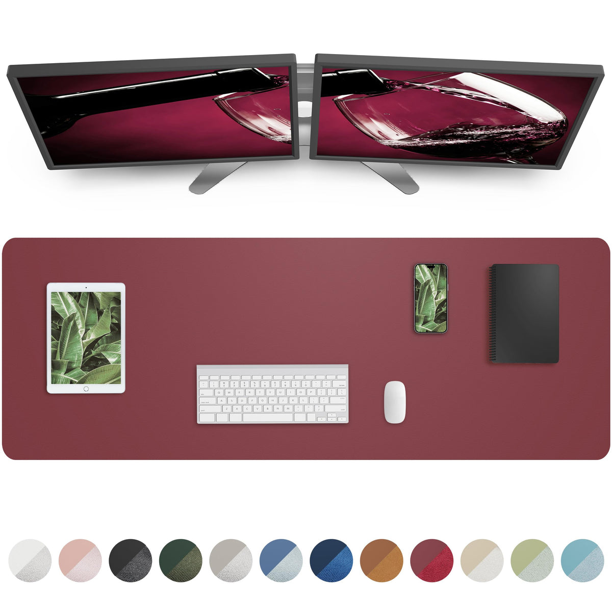 Leather Desk Pad Protector, Mouse Pad, Office Desk Mat, Non-Slip PU Leather Desk Blotter, Large