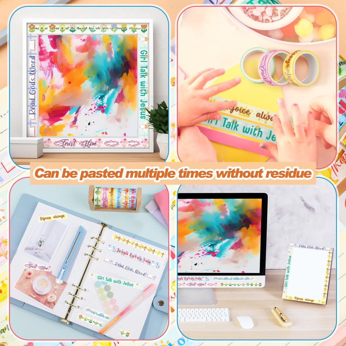 Janlaugh 24 Rolls Christian Washi Tape Gifts, Kawaii Cute Religious