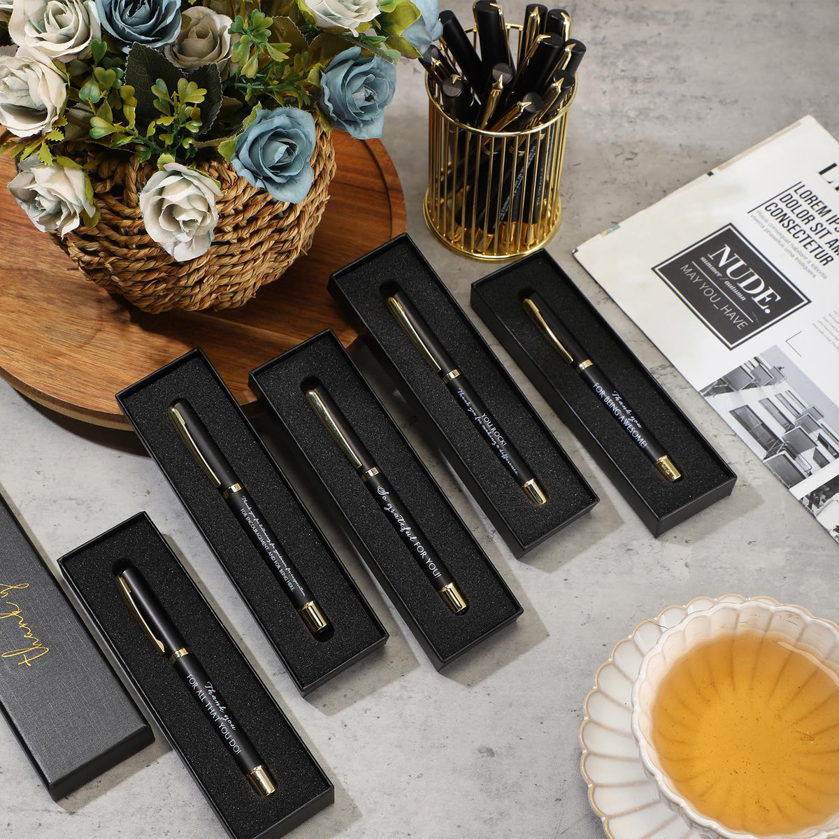 PerKoop 20 Sets Thank You Gifts Bulk Inspirational Ballpoint Pen with Box