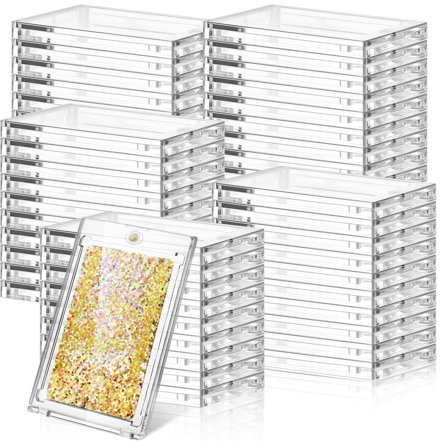 SATINIOR 60 Pcs Clear 100 Pt Magnetic Card Holders for Trading Cards