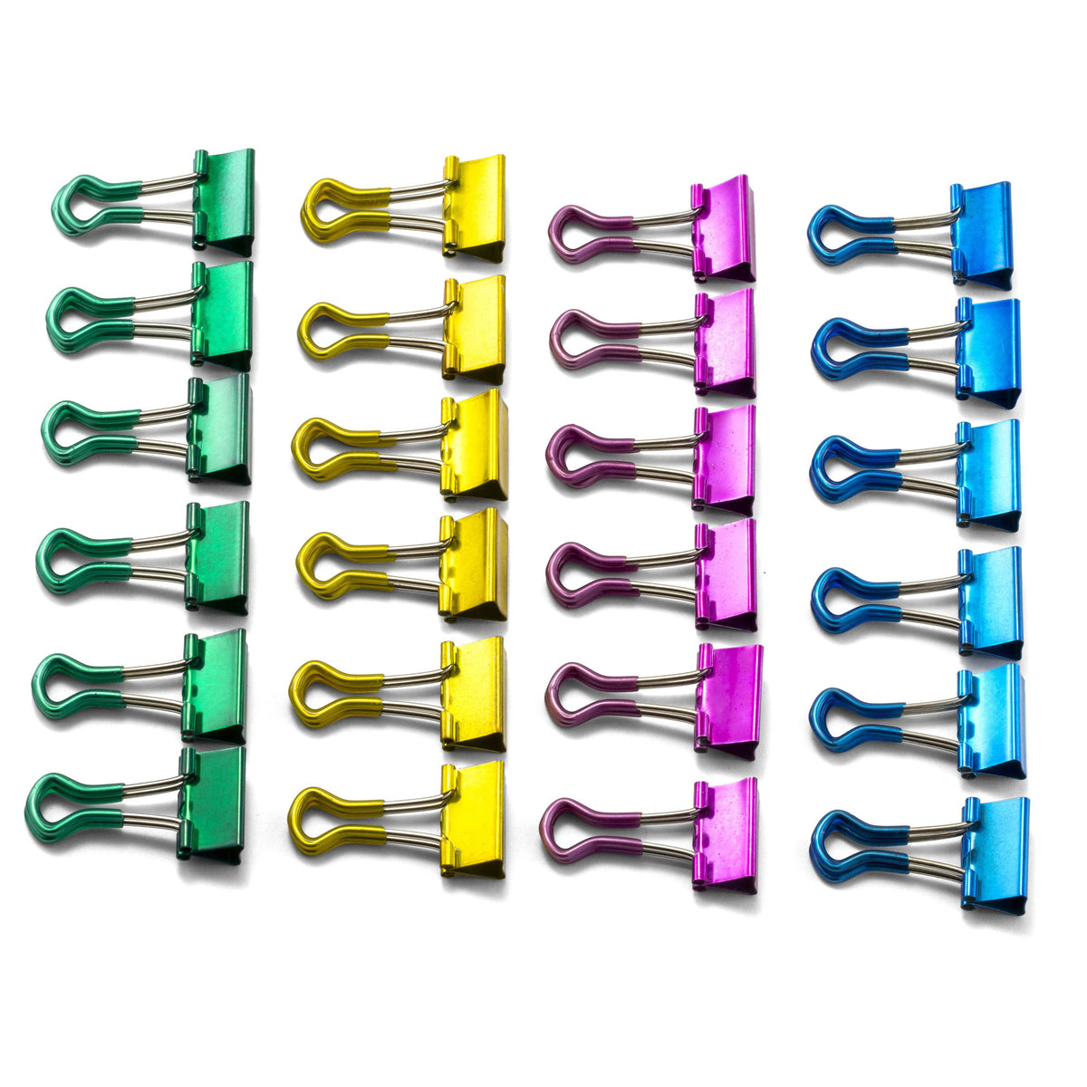 Officemate Easy Grip Small Size Binder Clips, Assorted Metallic Colors 24-Count, Paper Clamps for