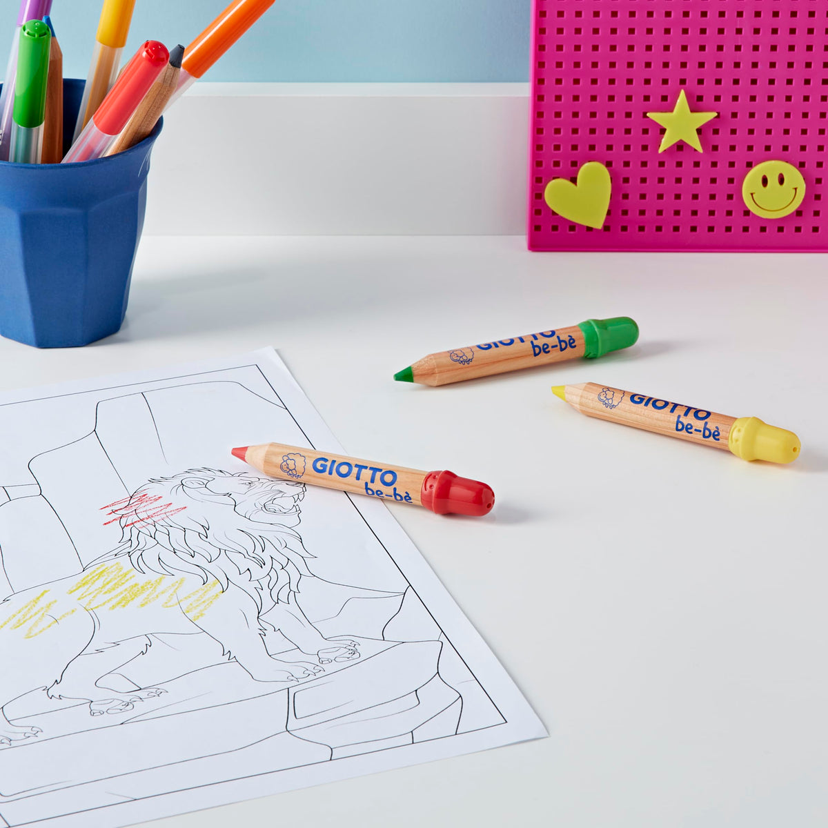 GIOTTO be-bè Large Colouring Pencils Set, 10 Assorted Colours, Super Washable, Suitable for Ages
