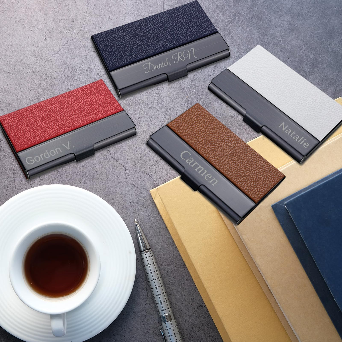 Taikuri Custom Business Card Holder Personalized Engraved Leather Business Card Case Holder