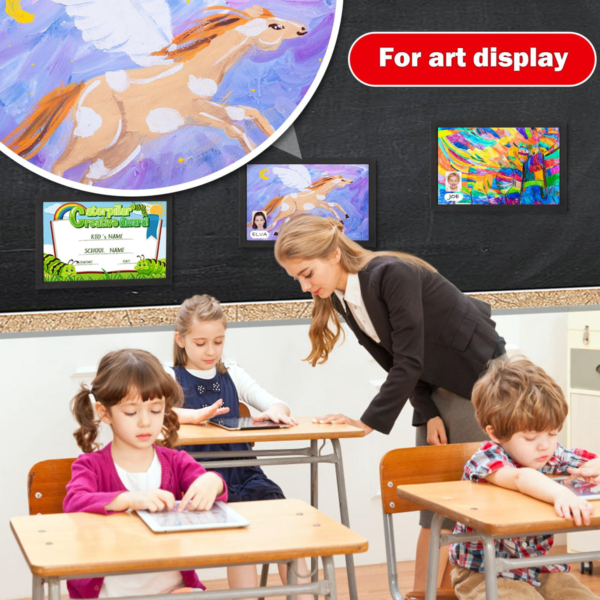 Miratino Bulletin Board Pin Board, 16 "x11 Black Linen Cork Boards for Walls, Wood Framed Display