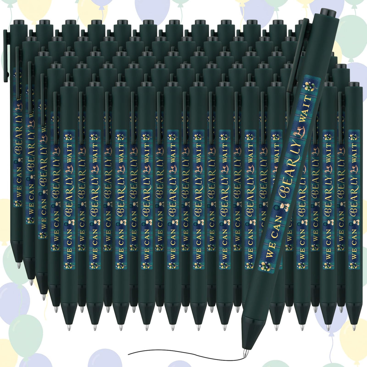 Kisston 60 Pcs Tartan Plaid Bear Baby Shower Pens, Gifts Party Favors Bulk