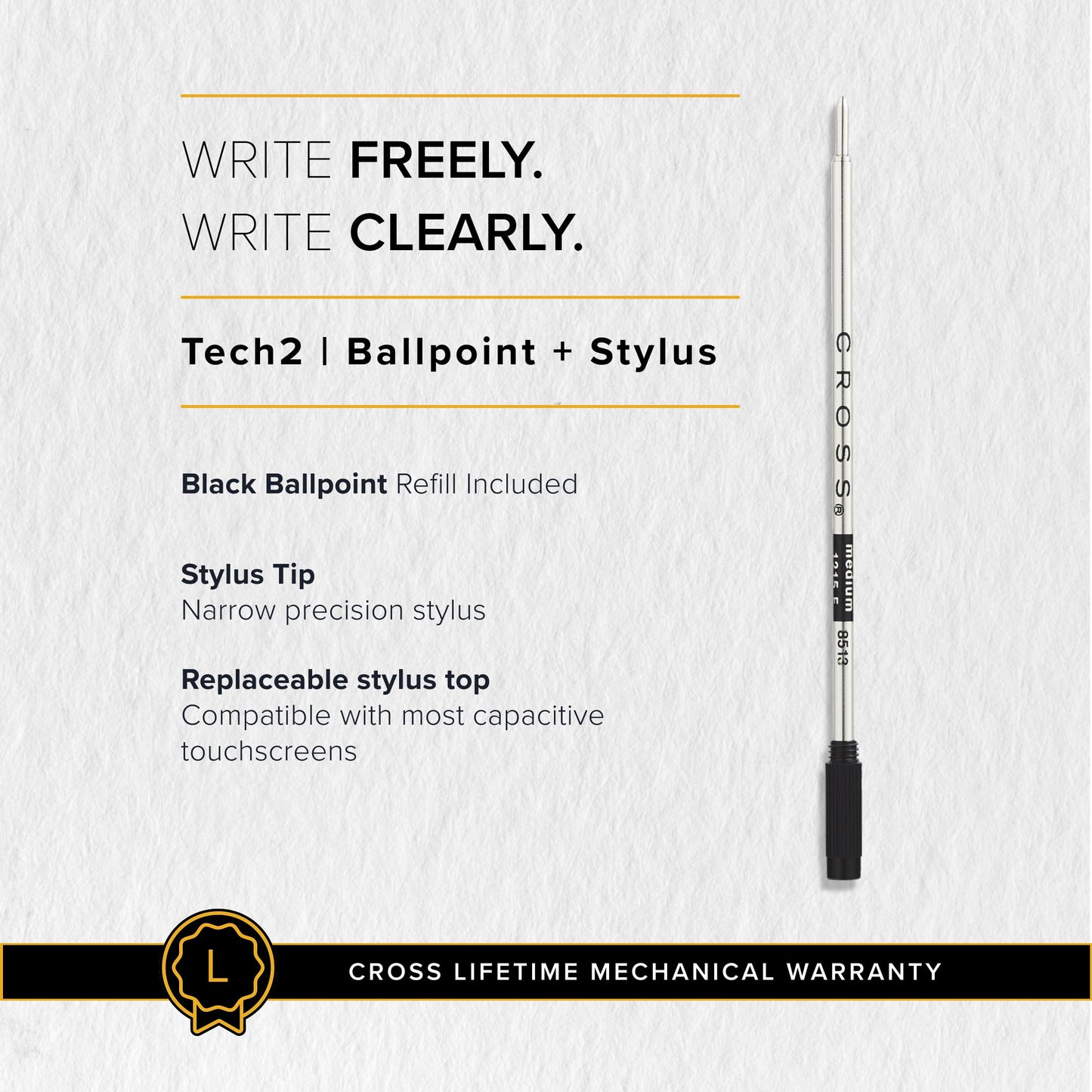 Cross Tech2 Satin Metallic Macchiato Ballpoint Pen, Medium Point, Black Ink