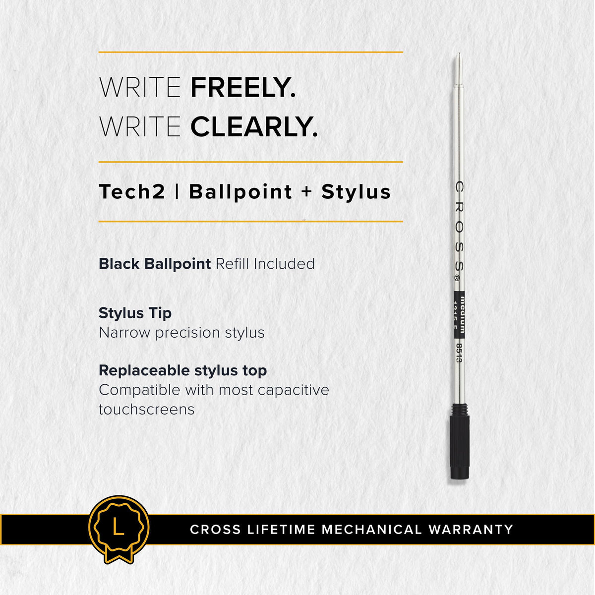 Cross Tech2 Satin Metallic Macchiato Ballpoint Pen, Medium Point, Black Ink
