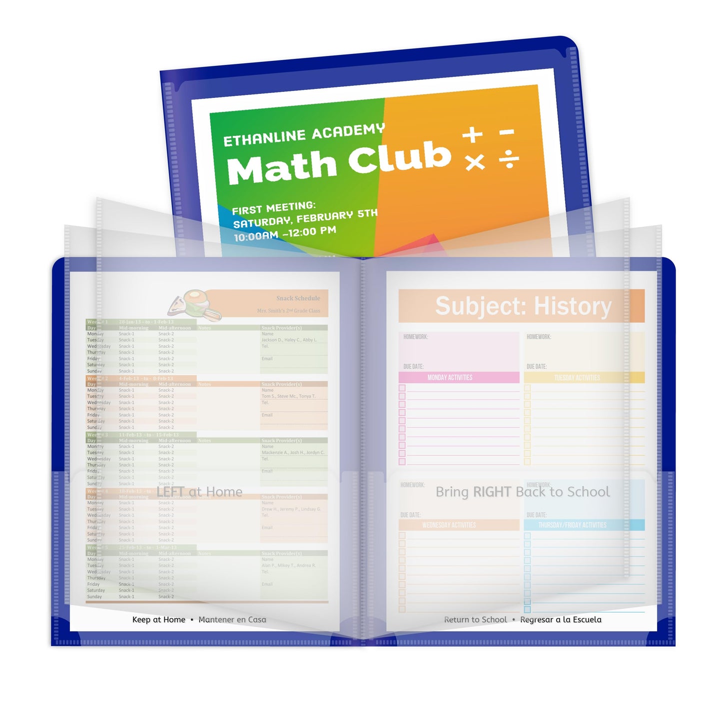 C-Line Classroom Connector™ Multi-Pocket School-to-Home Portfolio, Blue, 15/BX (32305), 9.5 x 11.75