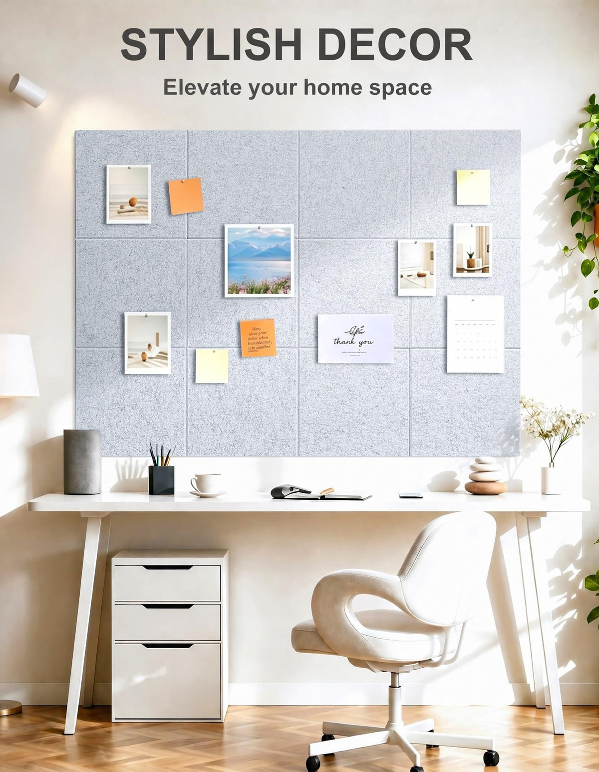 G Gamit Felt Wall Tiles Bulletin Board Large Cork Board Alternative 6 Pack 11.81”x11.81”x0.47” Felt