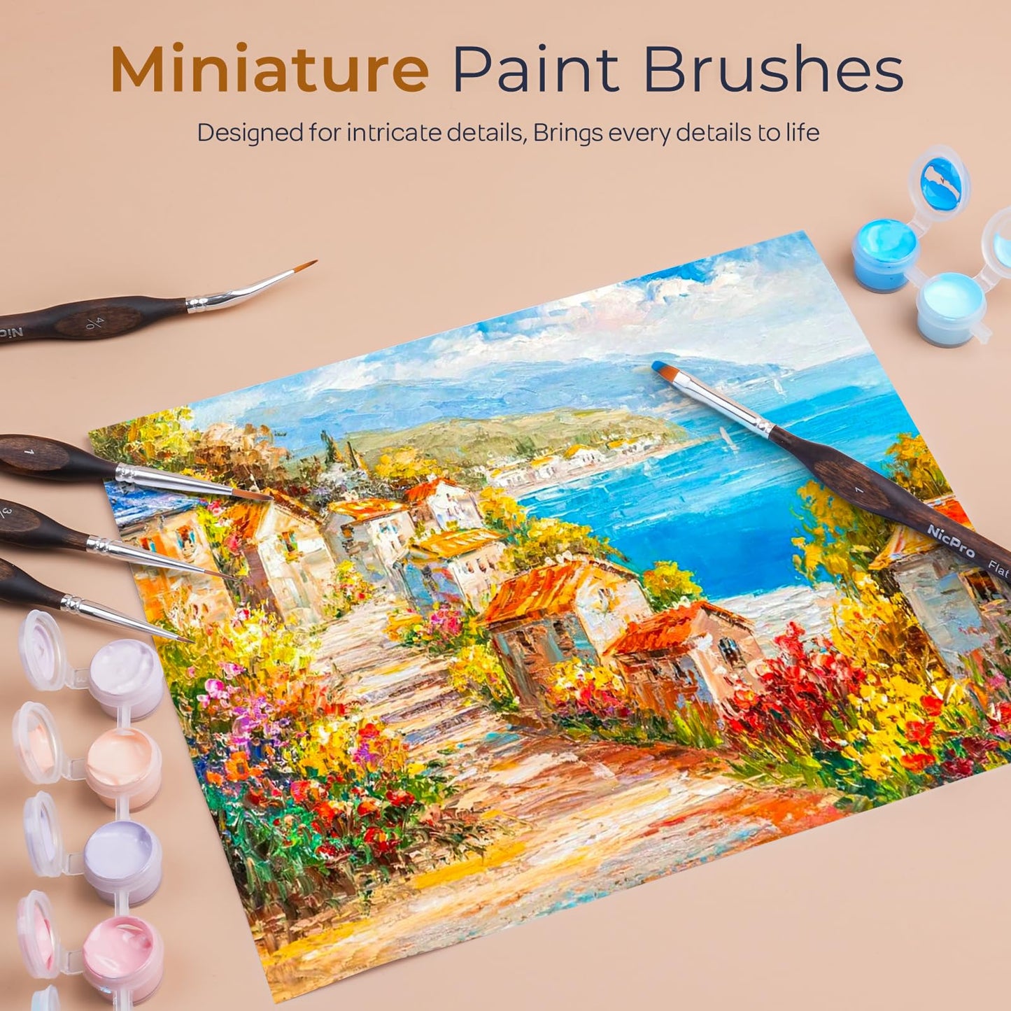 Nicpro Miniature Paint Brushes - 15PCS Model Paint Brush Set with Nylon Case for Acrylic Oil