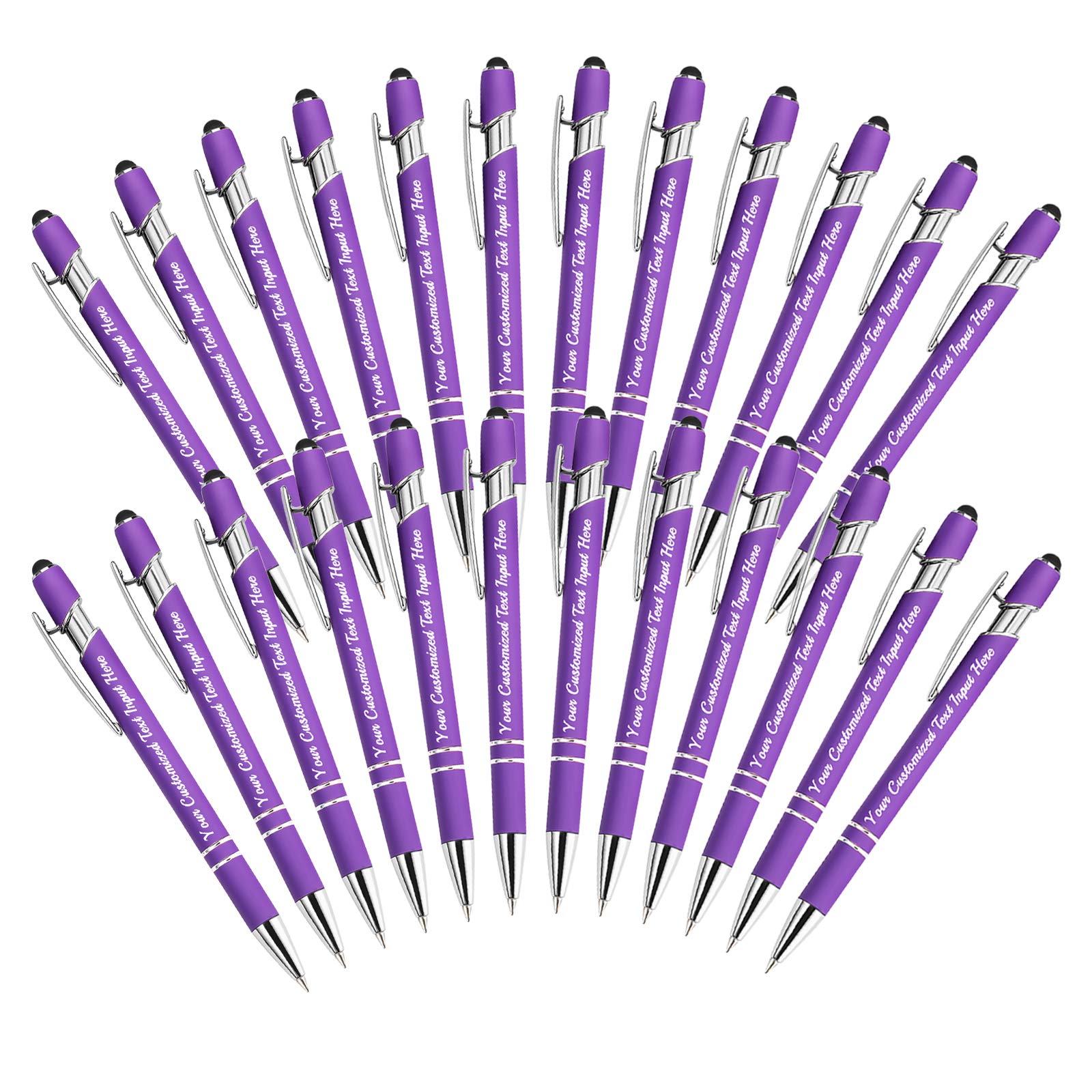 Betenshtresk Personalized Ballpoint Pen 24pcs, Custom Pens Free Engraved Bulk with Name Logo, Soft