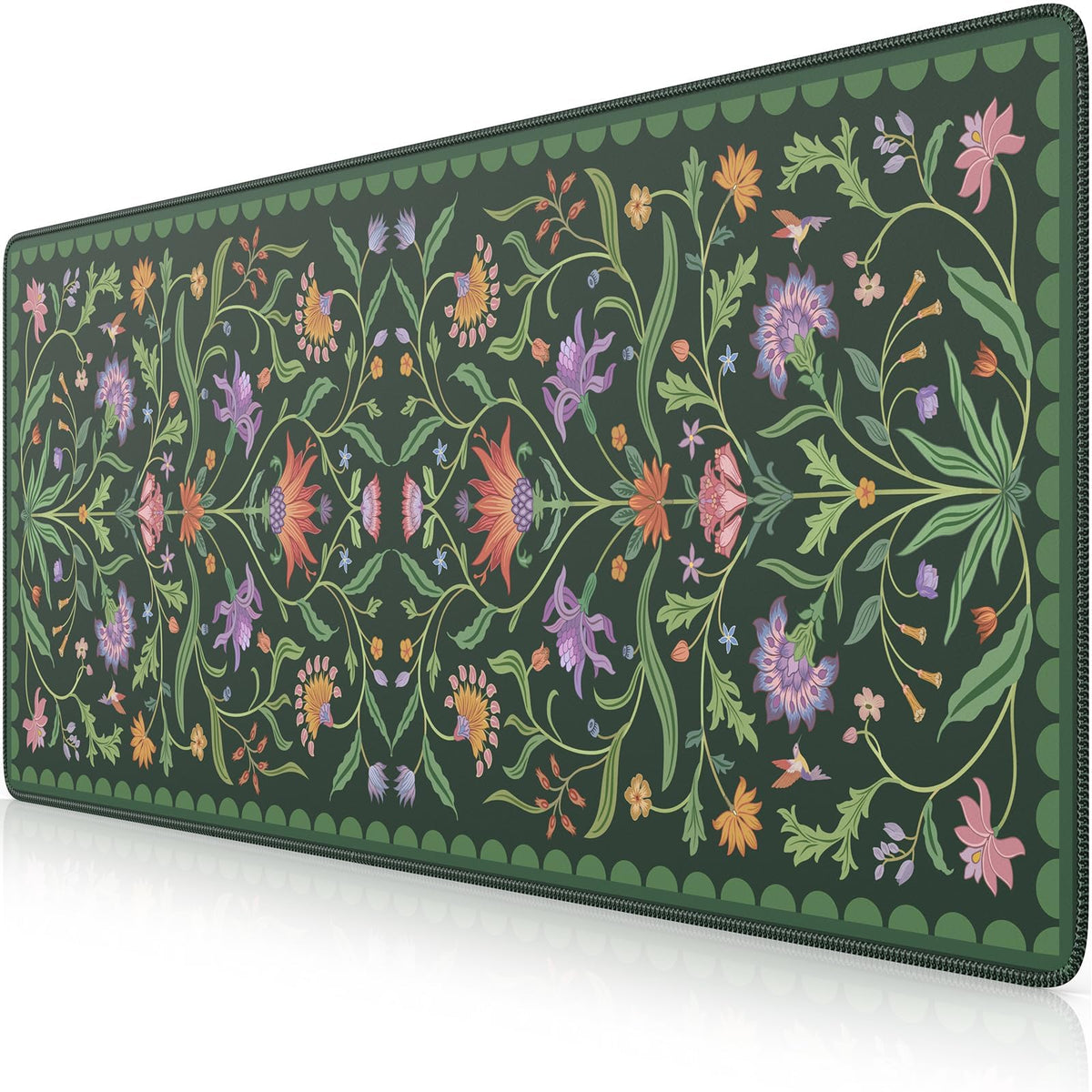 iLeadon Dark Green Desk Mat for Keyboard and Mouse,Full Desk Mouse Pad