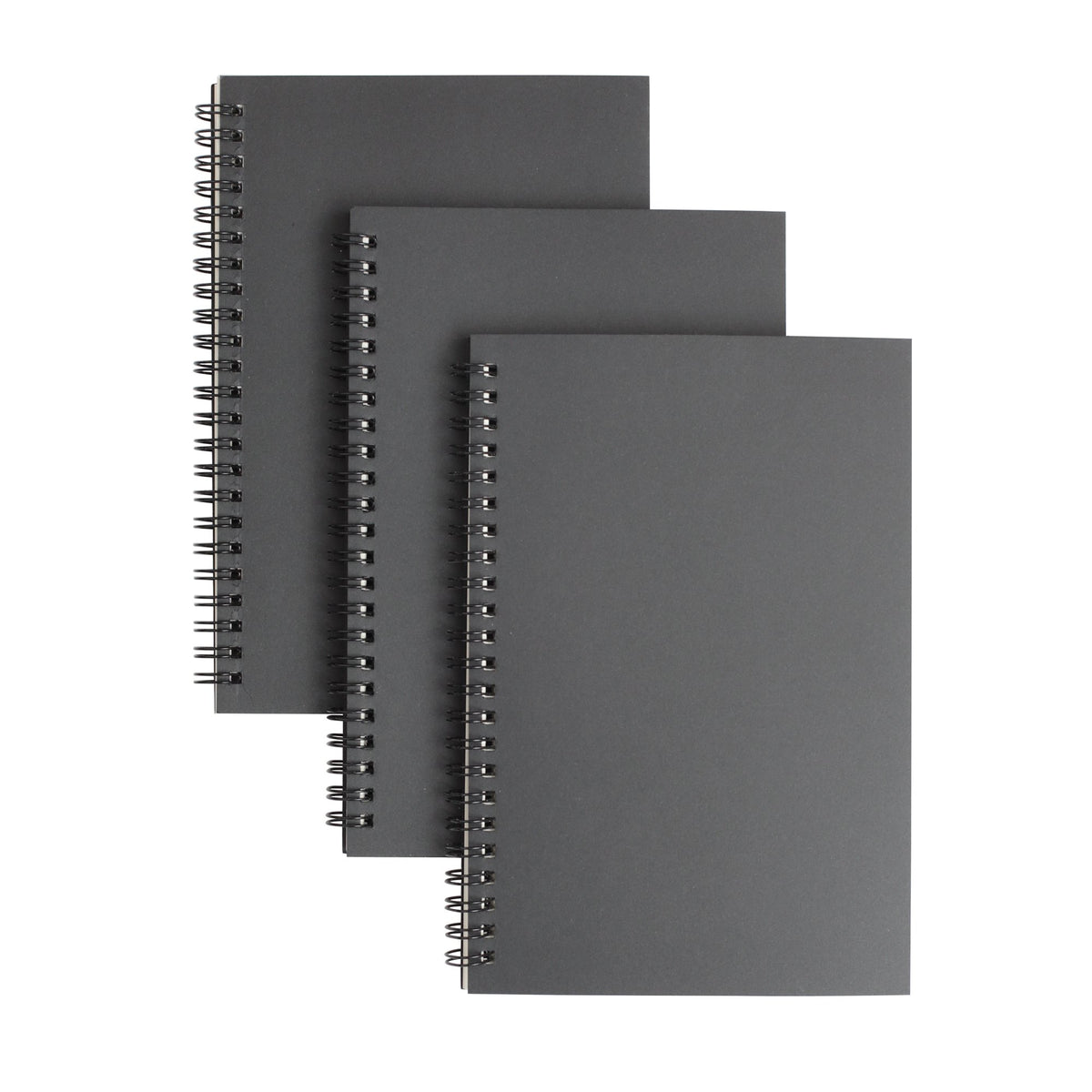 TWONE 3 Packs Soft Cover Notebook with Lined Paper Black Spiral Notebooks with 100 Ruled Pages 50