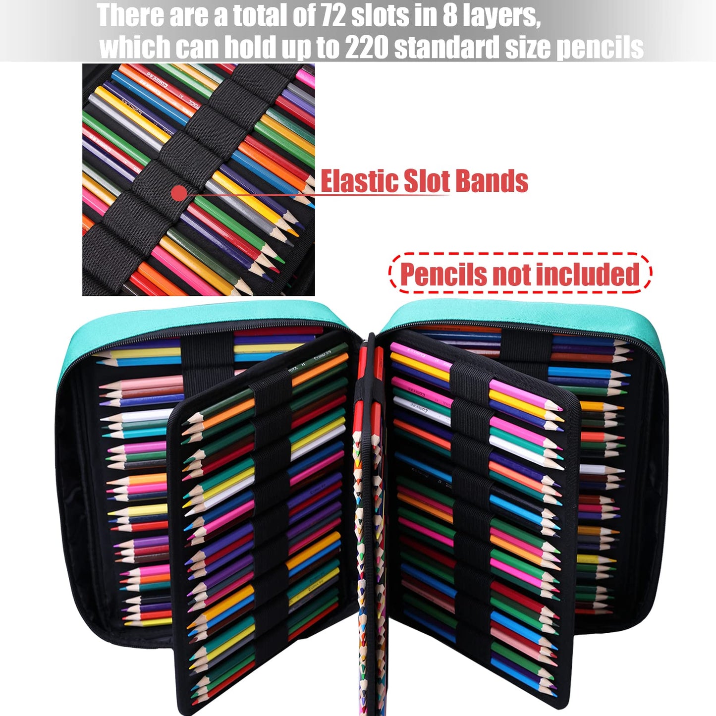AYVANBER Colored Pencil Case 220 Slots Gel Pens Holder Waterproof Organizer Bag Portable Artist