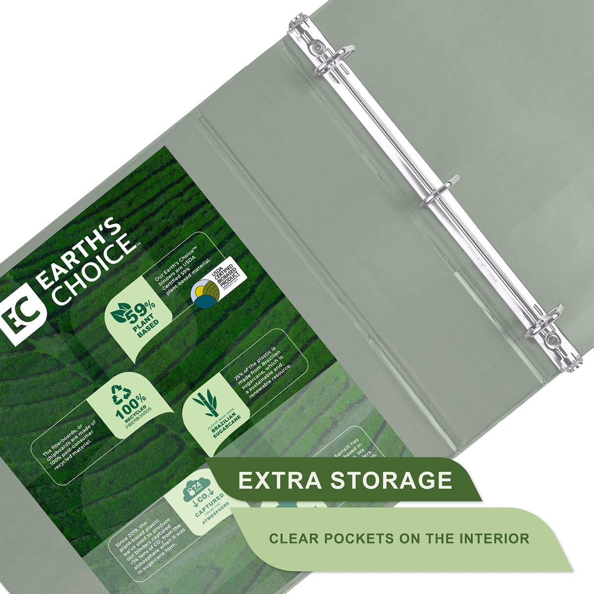 Samsill Plant-Based 3 Inch Durable D-Ring, View Binder, Eco-Friendly, USDA Certified Biobased, 2