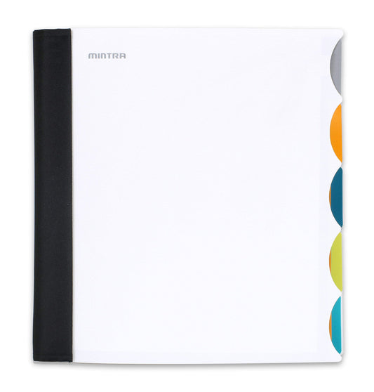 Mintra Office Durable PREMIUM Spiral Notebook, ((White, 5 Subject, 8.5in x 11in)), Fabric Covered