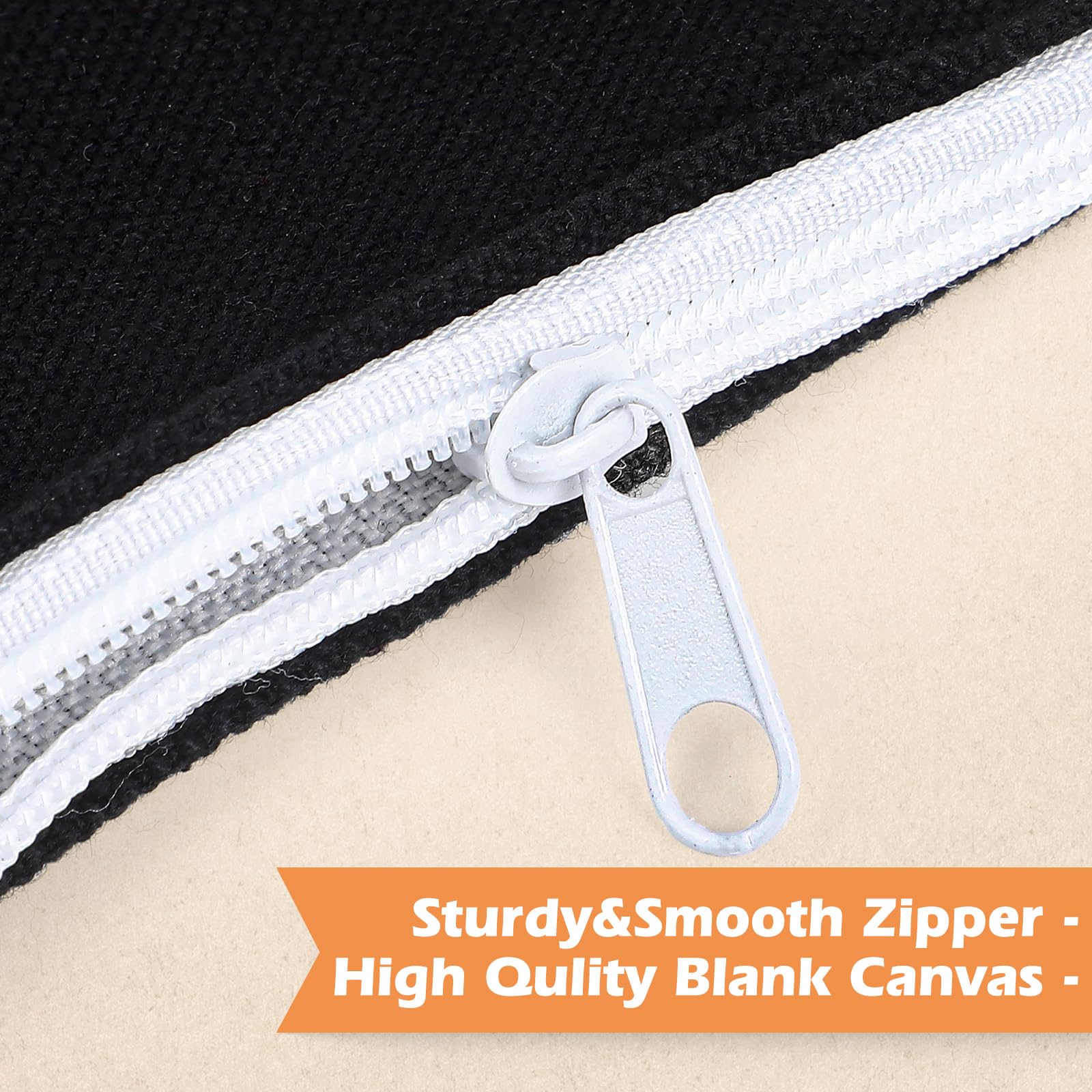 Frienda 50 Pcs Canvas Zipper Pouch Bulk Gift, Black with White Zipper