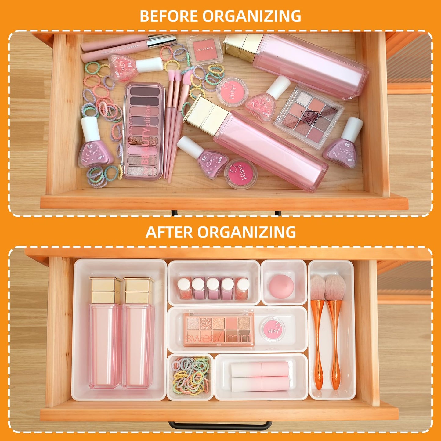 Trotianingyu Kitchen Desk Drawer Organizers Storage for Office, Small Acrylic Vanity Trays Makeup
