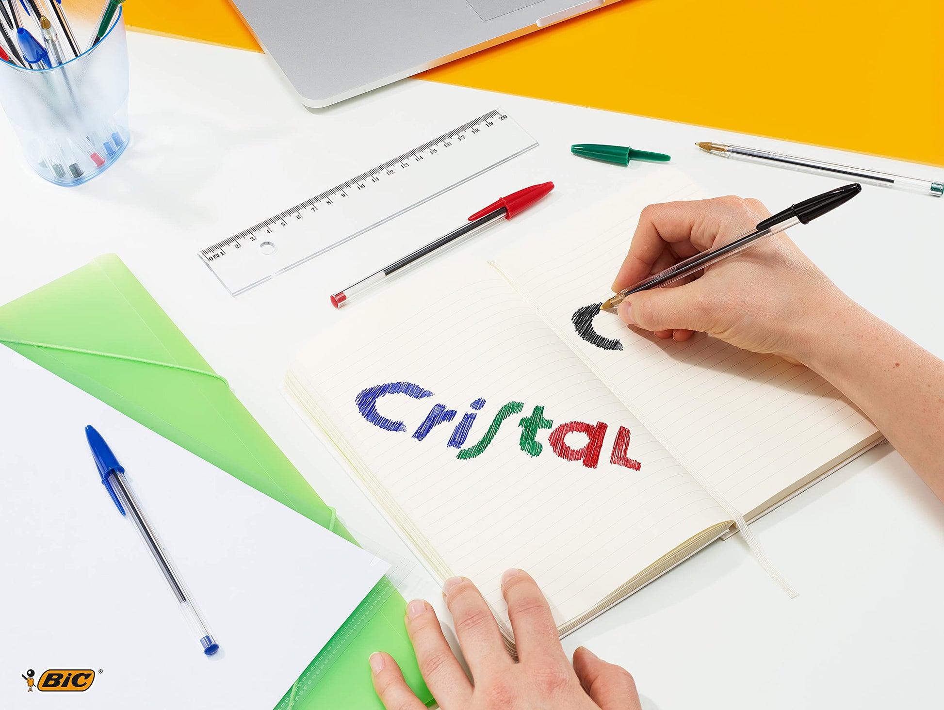 BIC Cristal Large Ballpoint Pens, Every-Day Biro Pens with Wide Point (1.6 mm), Ideal for School