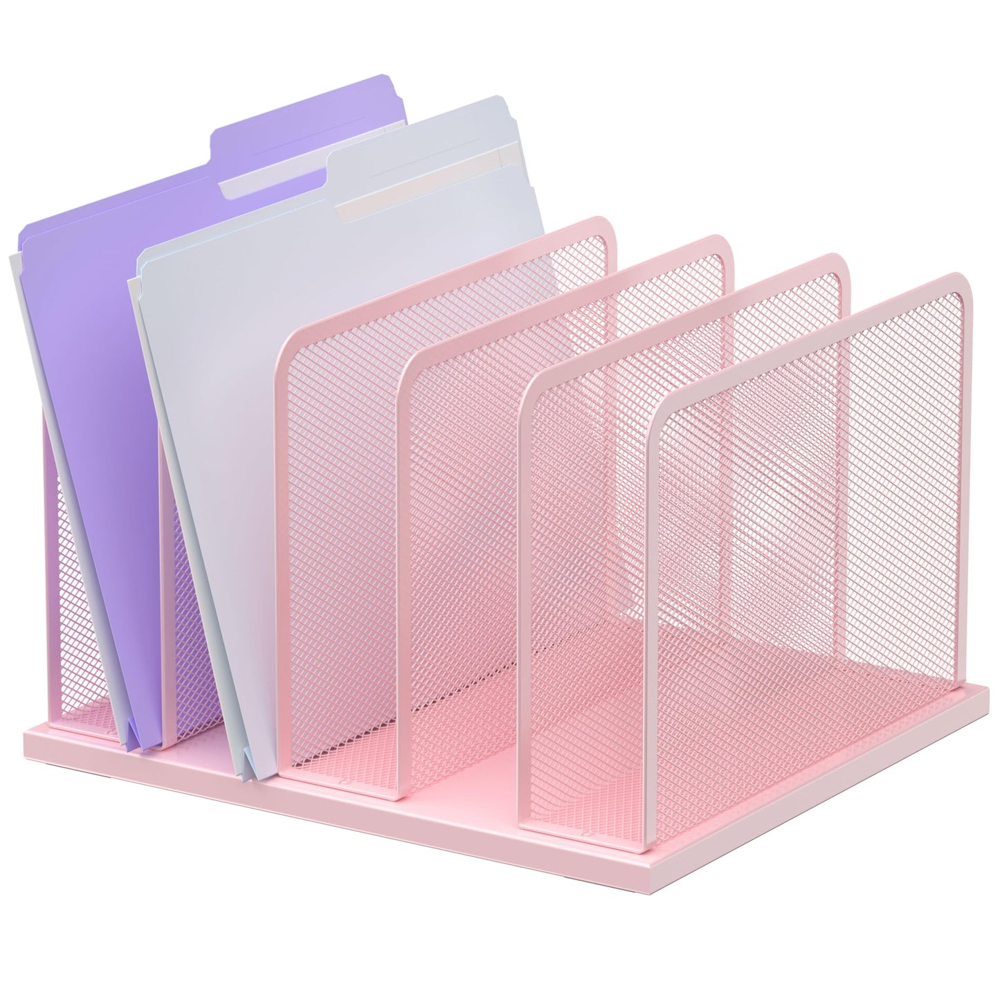 Kuntine.B 5-Section Upright Desk File Organizer Pink 1 Pack