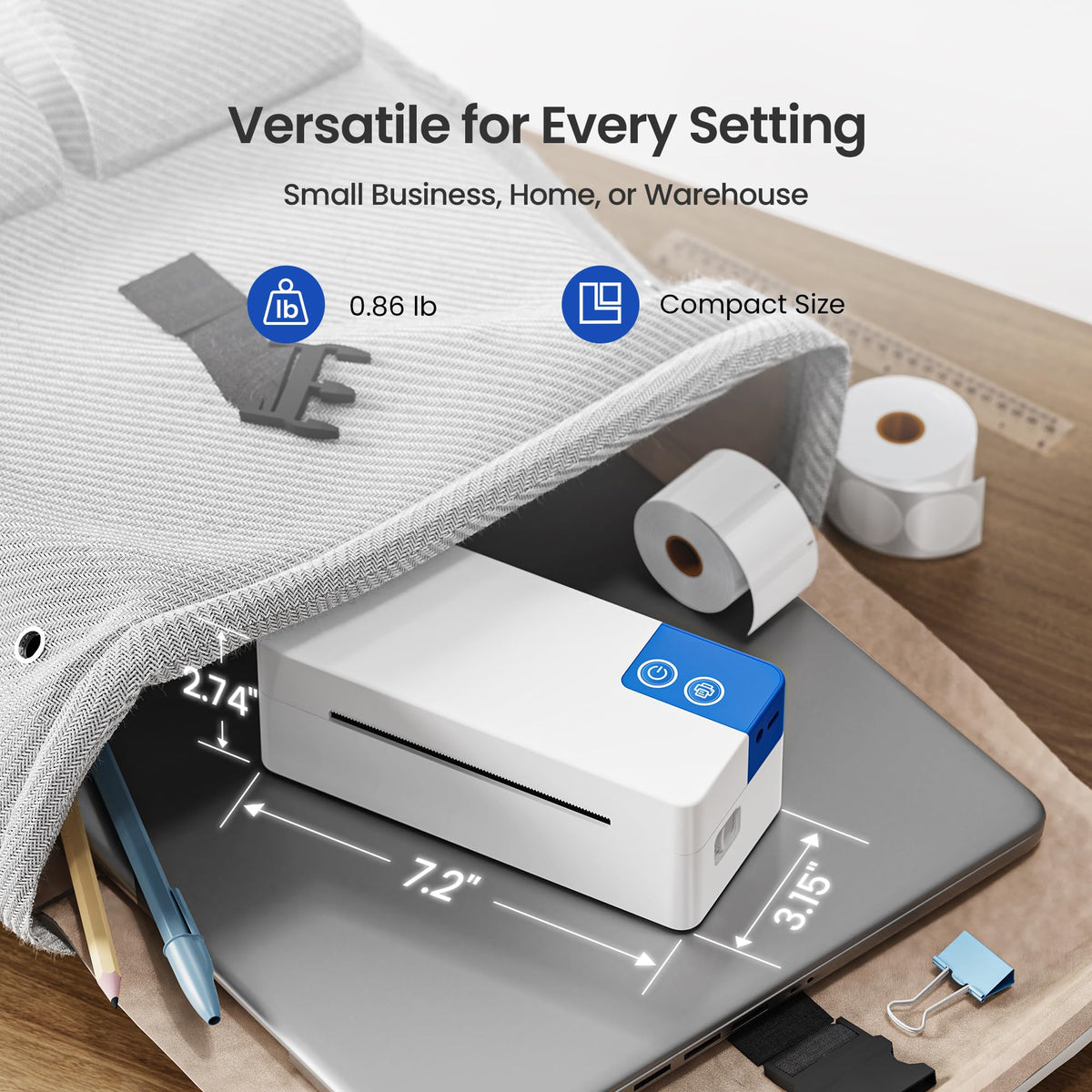 ETIKEZ Bluetooth Thermal Shipping Label Printer, 4x6 Thermal Label Printer