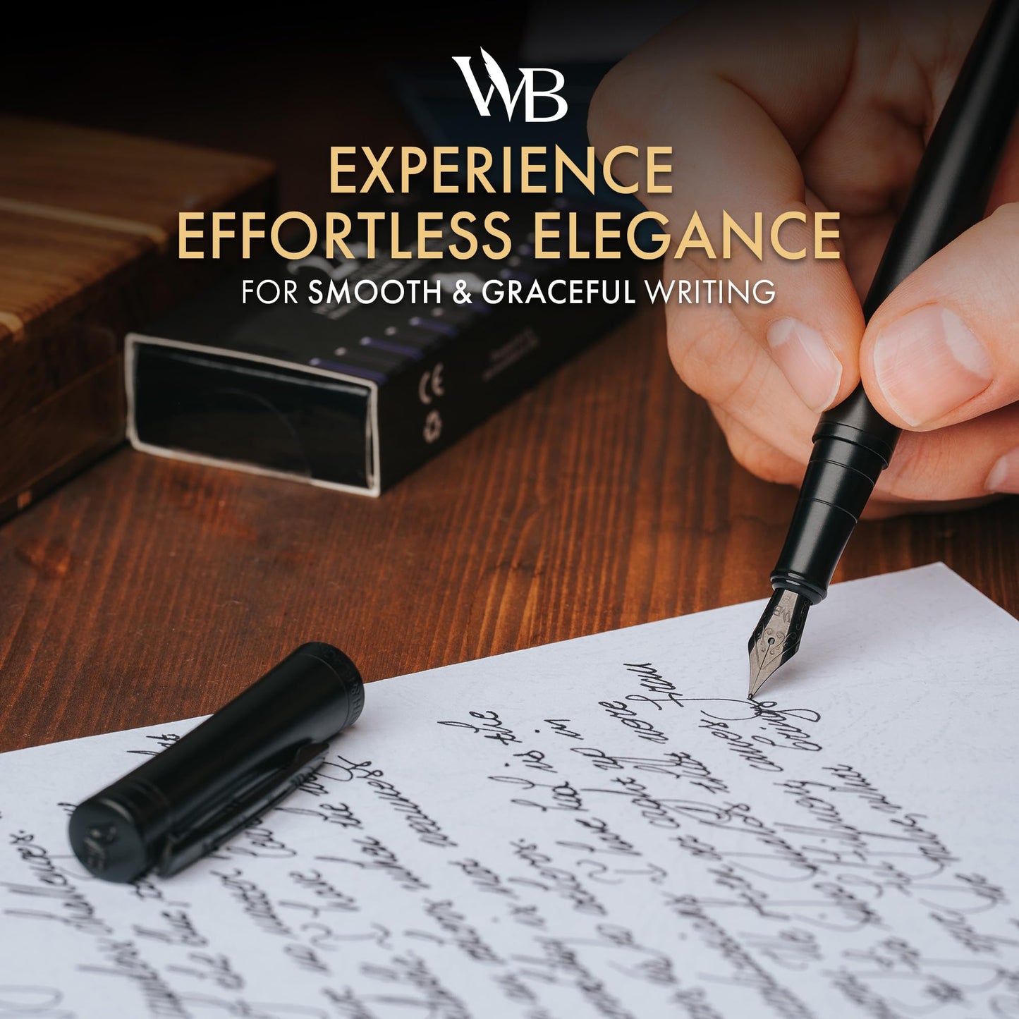 Wordsworth & Black Luxury Fountain Pen Set for Writing, Fine Nib, All Black