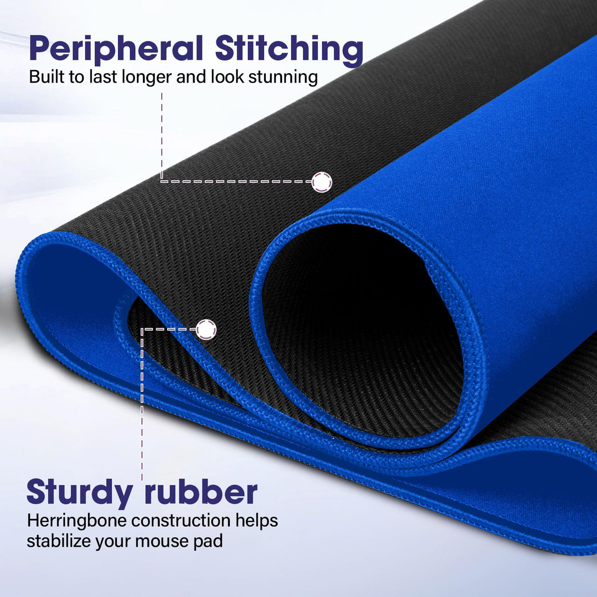 31.5" x 15.7" Waterproof Fabric Office Desk Pad, Rubber Anti-Slip Base,Blue