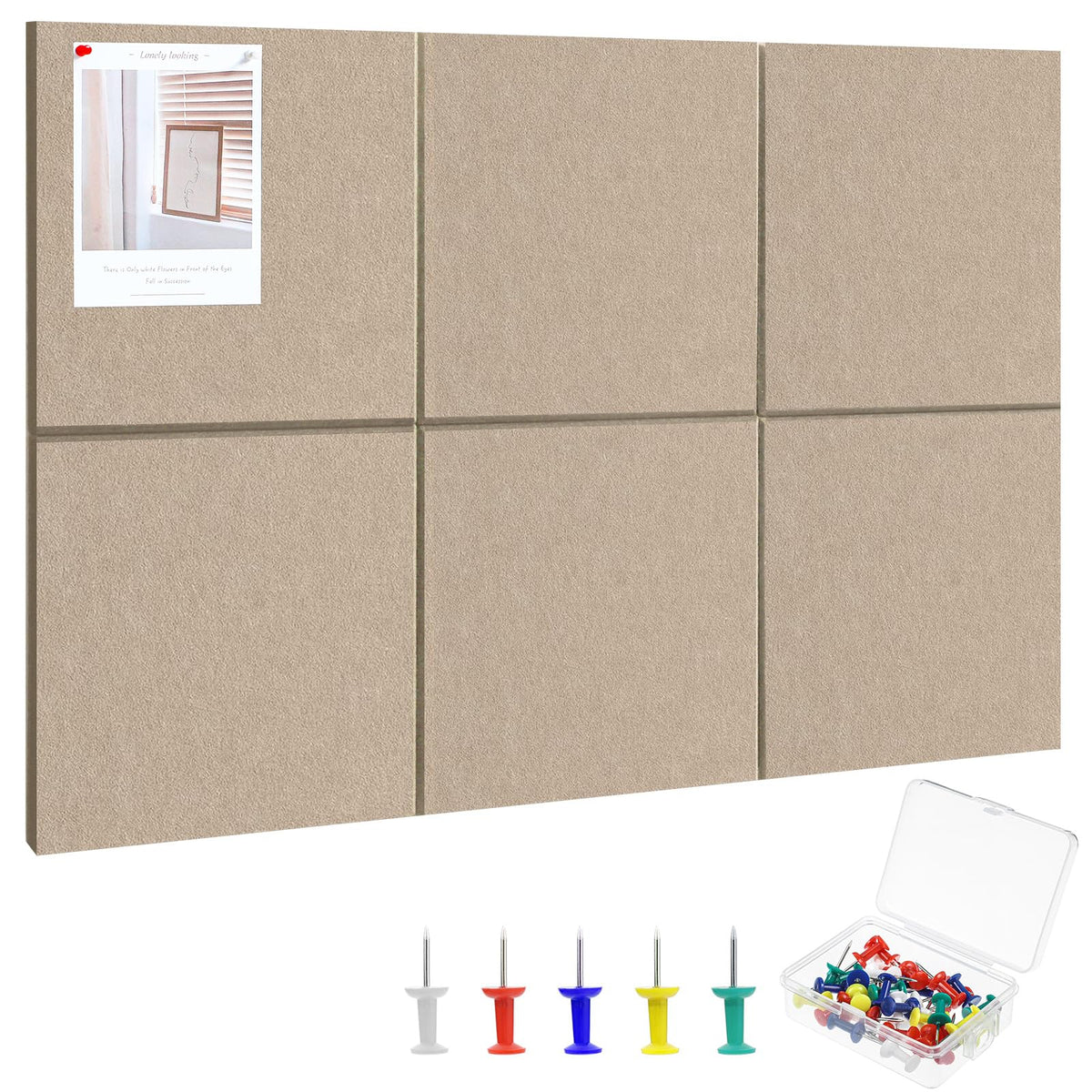 Large Cork Board 36" x 24", 6 Pack Felt Bulletin Board, Pin Boards