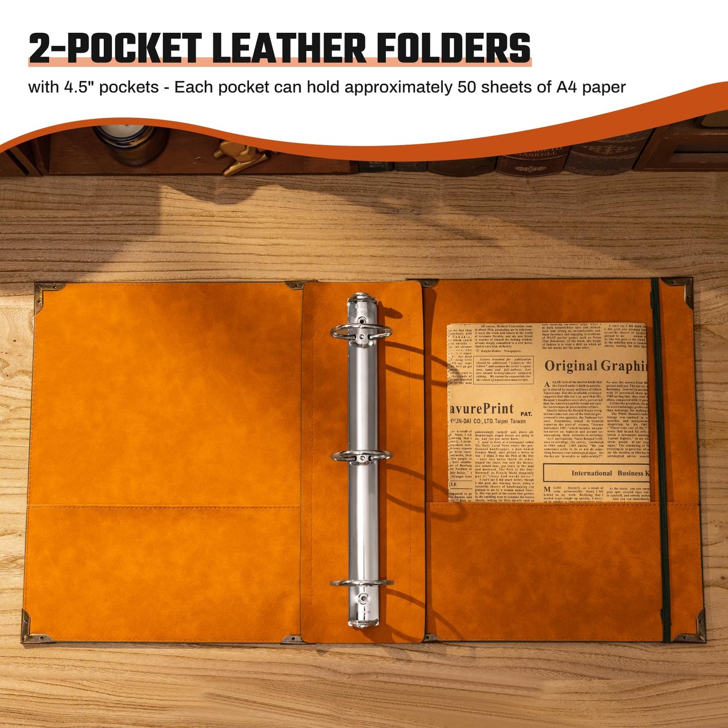 Ovesmusl PU Leather 3 Ring Binder 1.5 Inch Fits 8.5"x11" Letter Size Paper