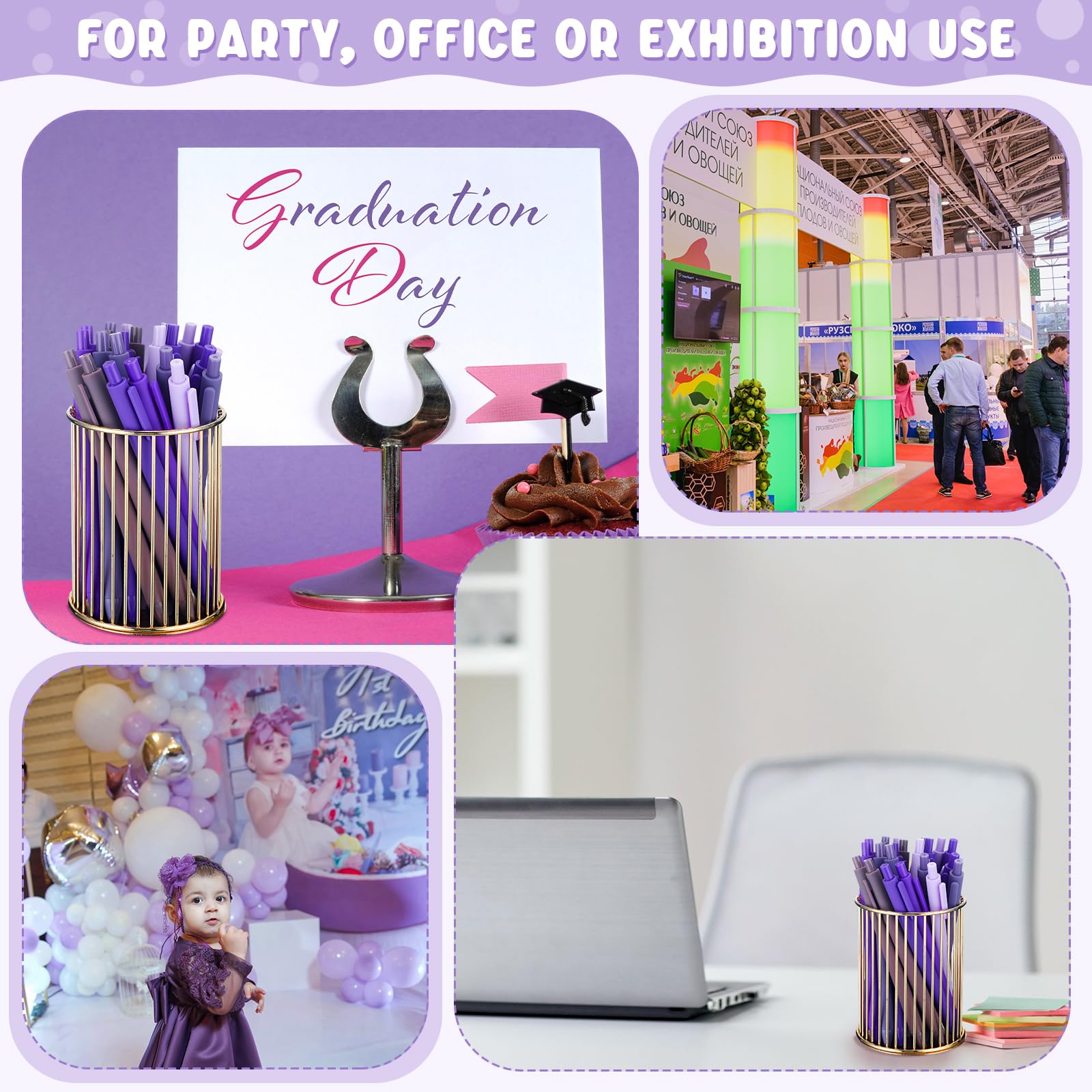 Dinifee 100 Pcs Ballpoint Gel Pens Bulk Retractable, Purple Series