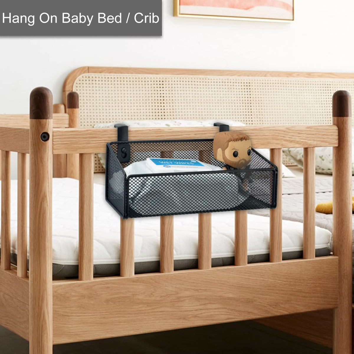 MATIMASU Bedside Caddy Hanging Storage Basket Beside Shelf Metal Organizer for Collage Dorm Bunk