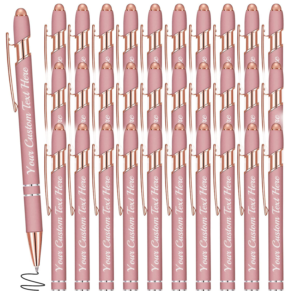Yananka 30 Pcs Custom Pens with Stylus,Personalized Pens with Free Engraving,Customized Pens with