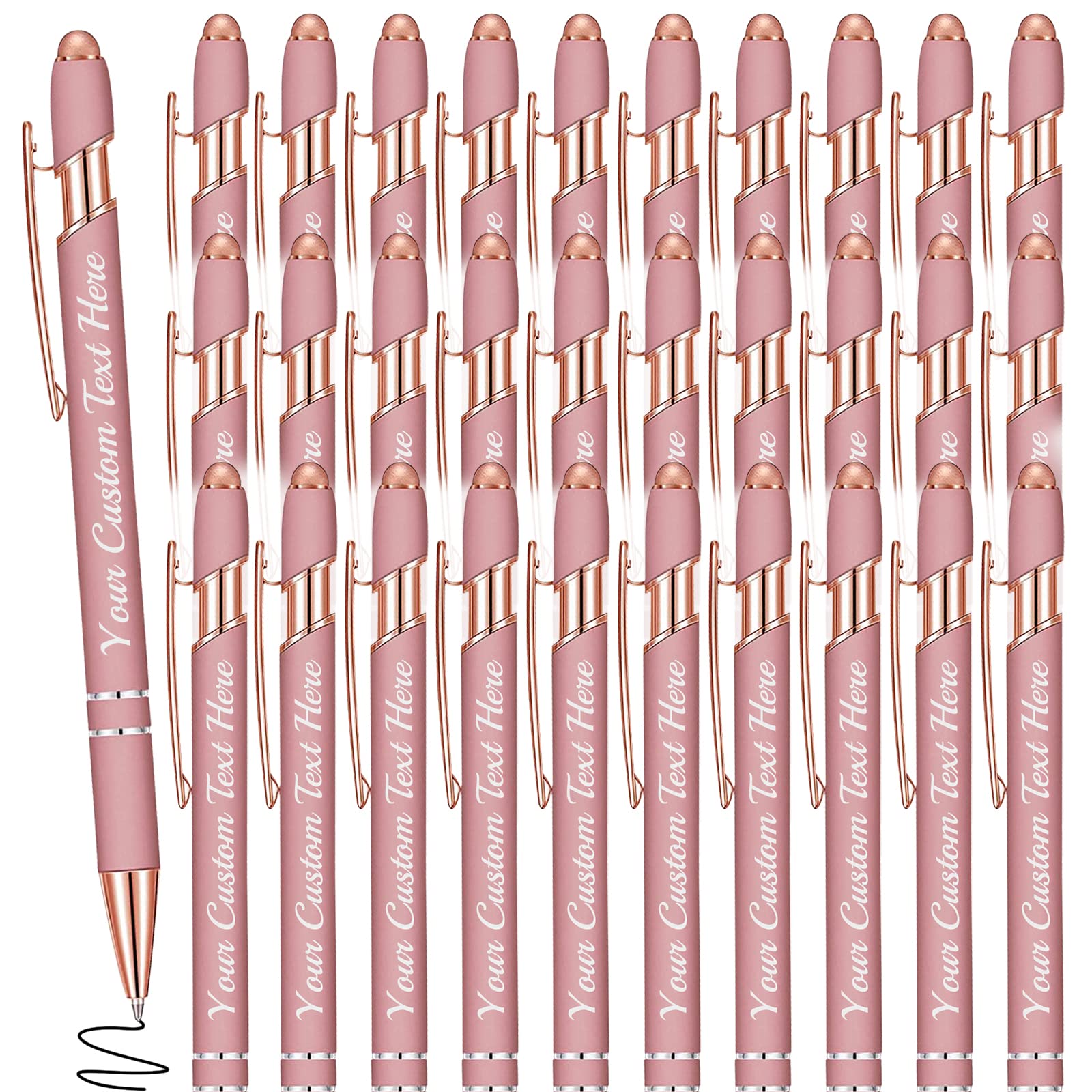 Yananka 30 Pcs Custom Pens with Stylus,Personalized Pens with Free Engraving,Customized Pens with