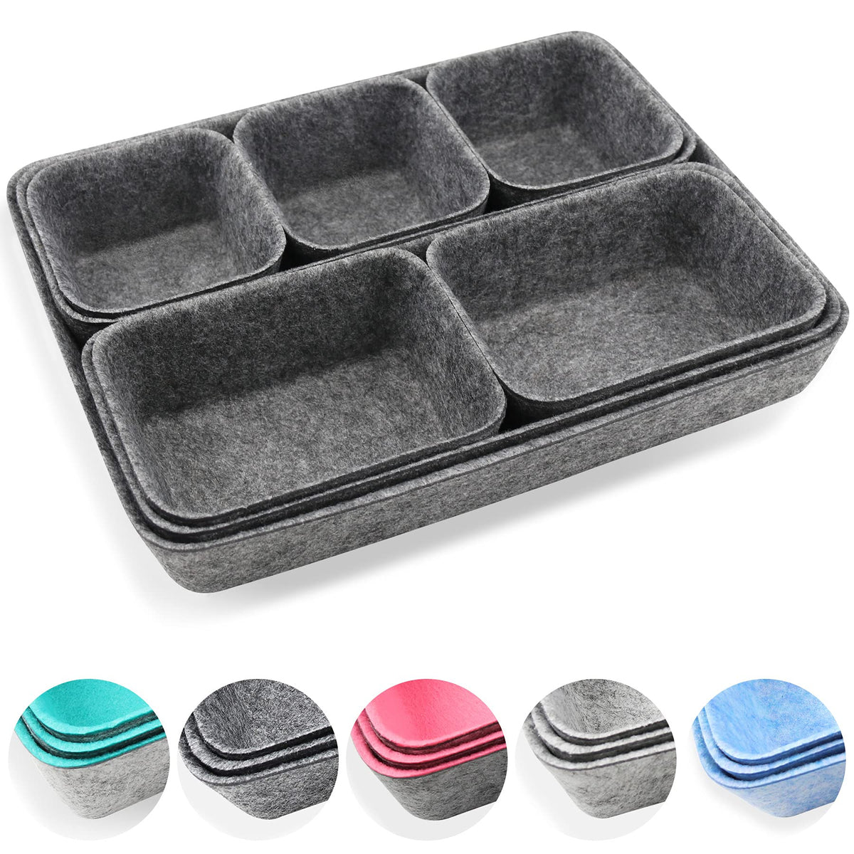 Newthinking Desk Drawer Organiser Trays, 8 Pack Square Organizer Box Stackable Dividers, Save Desk