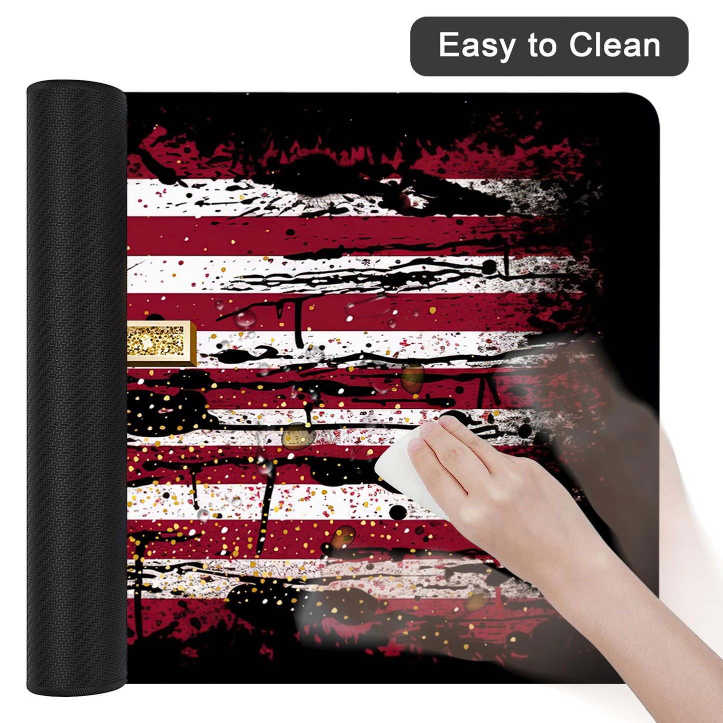 AOWULA Desk Mat,American Flag Jesus Cross Mouse Pad Large Gaming for Desk,Non-Slip Rubber Base