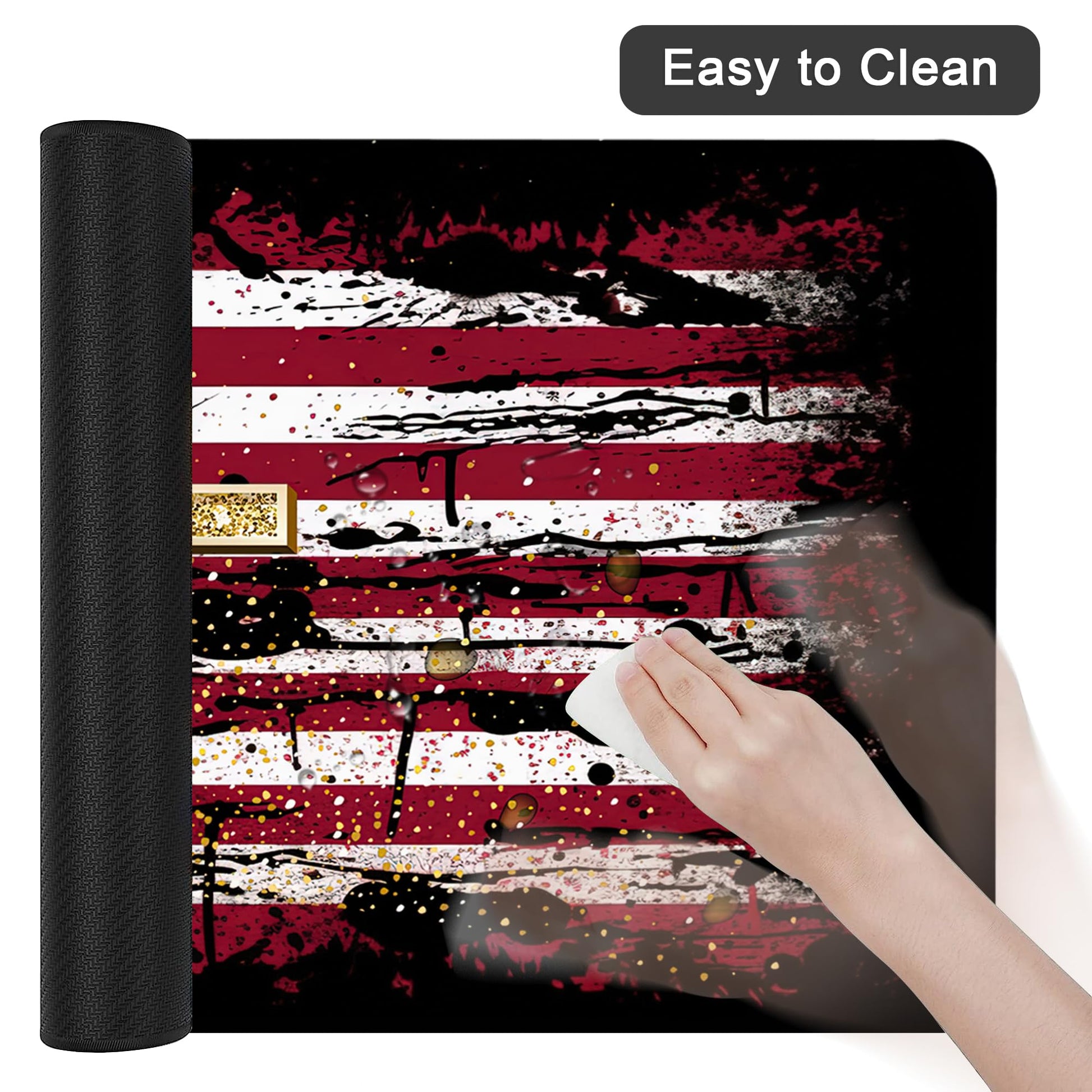 AOWULA Desk Mat,American Flag Jesus Cross Mouse Pad Large Gaming for Desk,Non-Slip Rubber Base