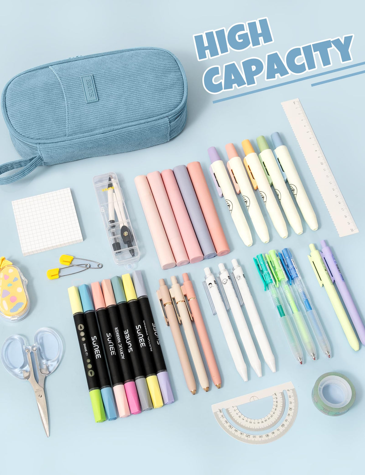 SUNEE Cute Pencil Case, Large Pencil Pouch, Aesthetic Big Pencil Bag with Zipper, Kawaii Stationery