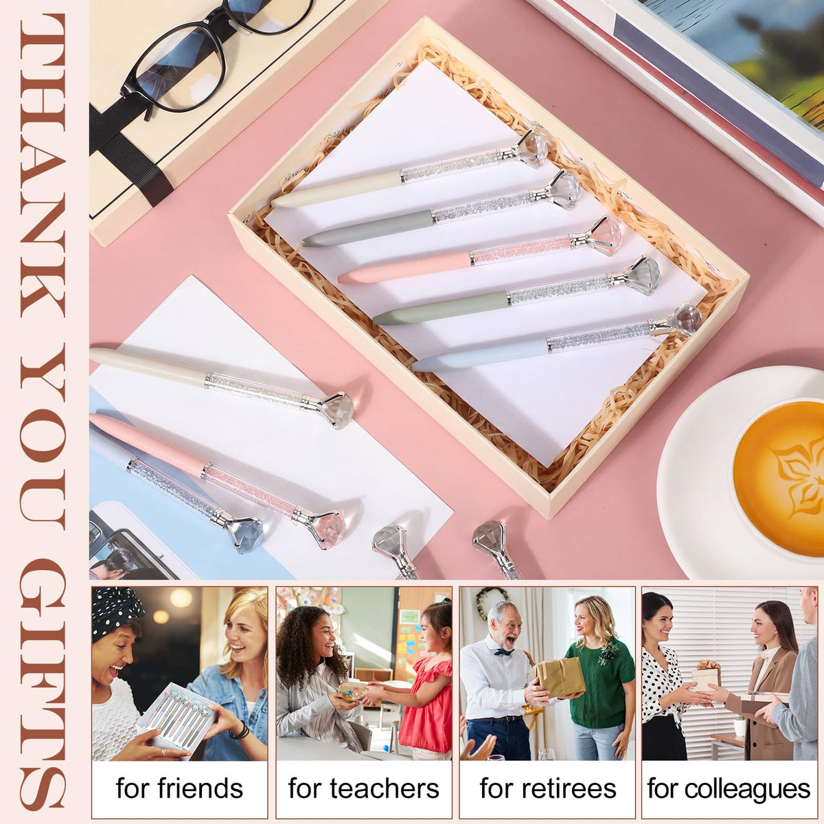 Sherr 100 Pack Crystal Diamond Pens Jewel pen Bulk, Macarons, Glitter