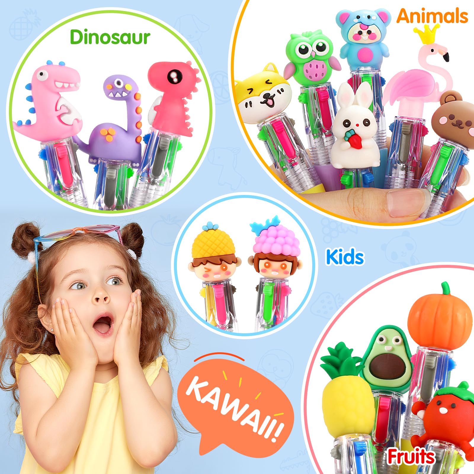 60Pcs Multicolor 4-in-1 Pens for Classroom Prizes, Teacher School Supplies
