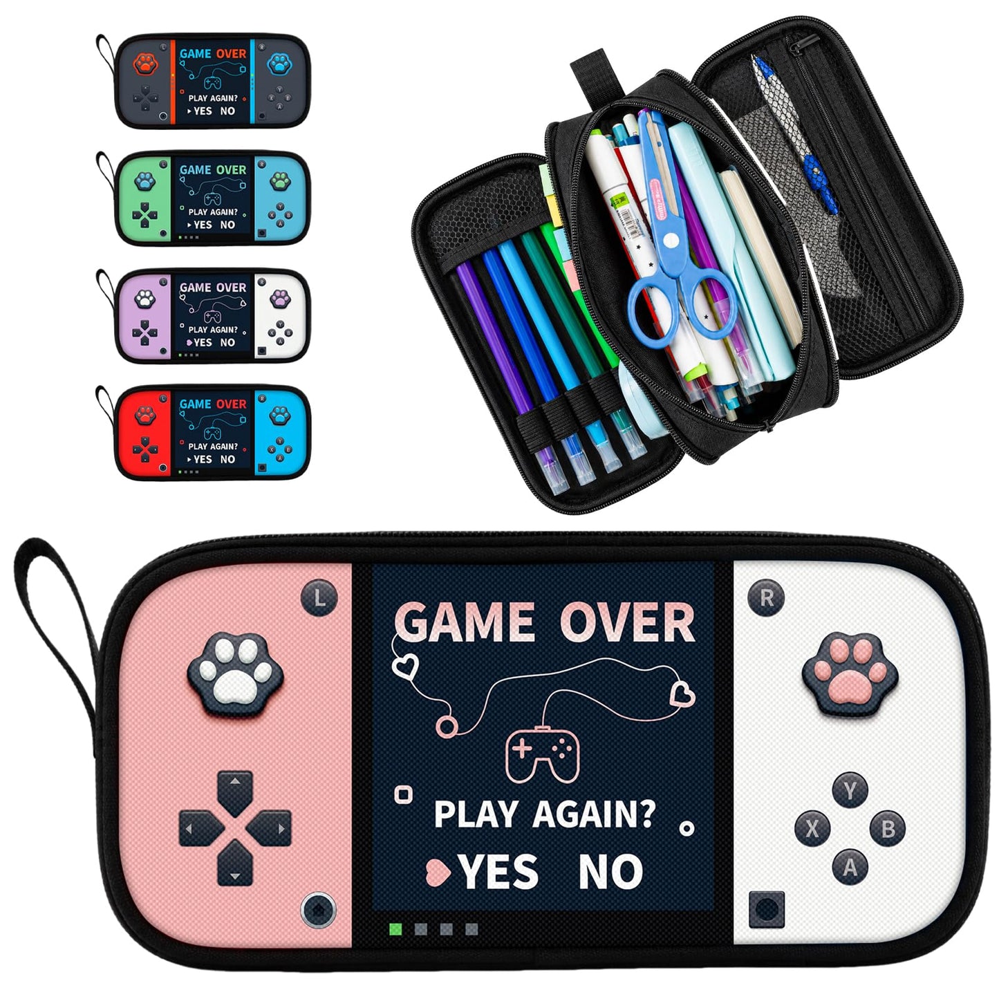 Easozoom Game Controller Pencil Case for Boys Kids Teens, Large Capacity Pencil Pouch with 3