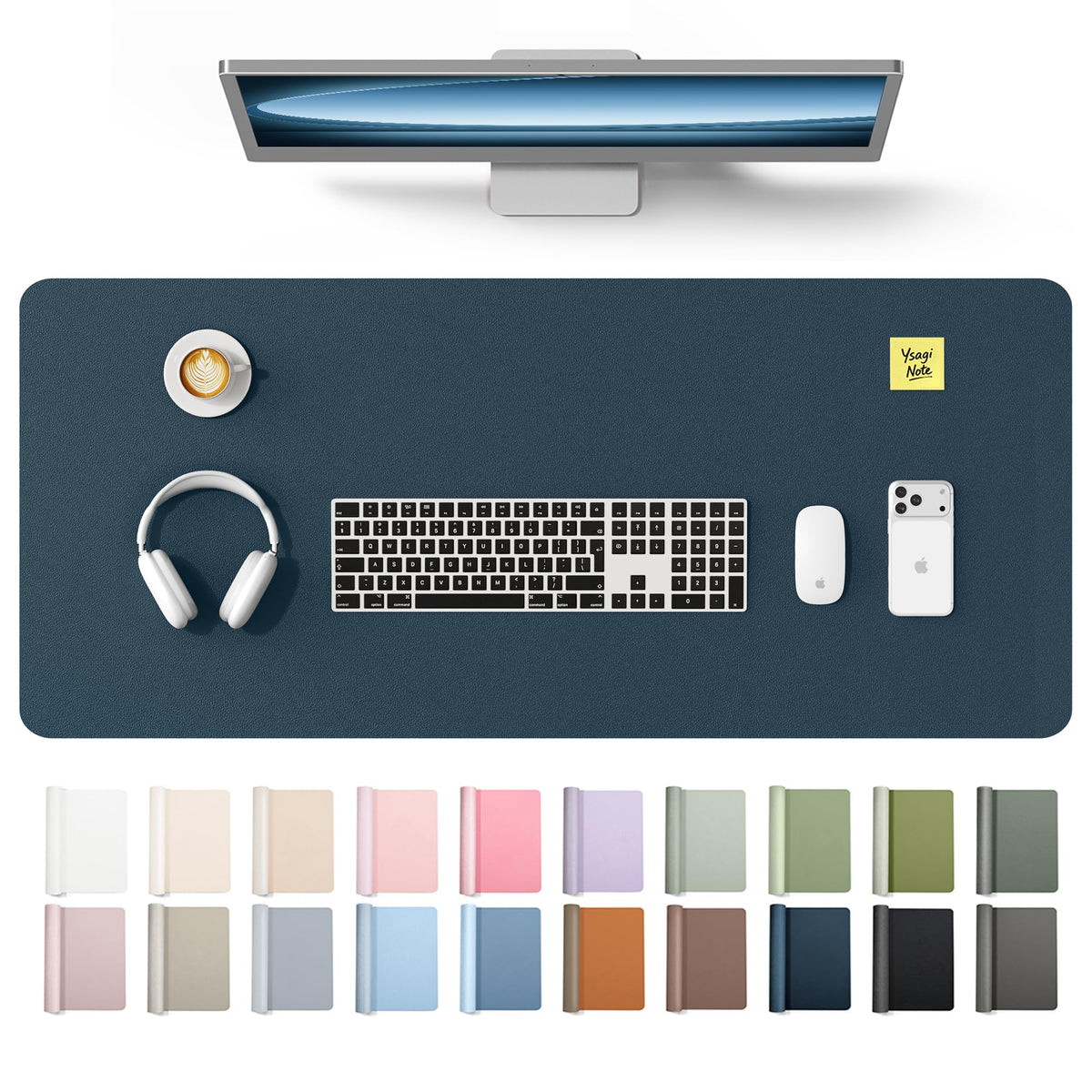 YSAGi Leather Desk Protector, Office Mat, Large Mouse Mat, Non-Slip PU Leather Blotter, Laptop Desk