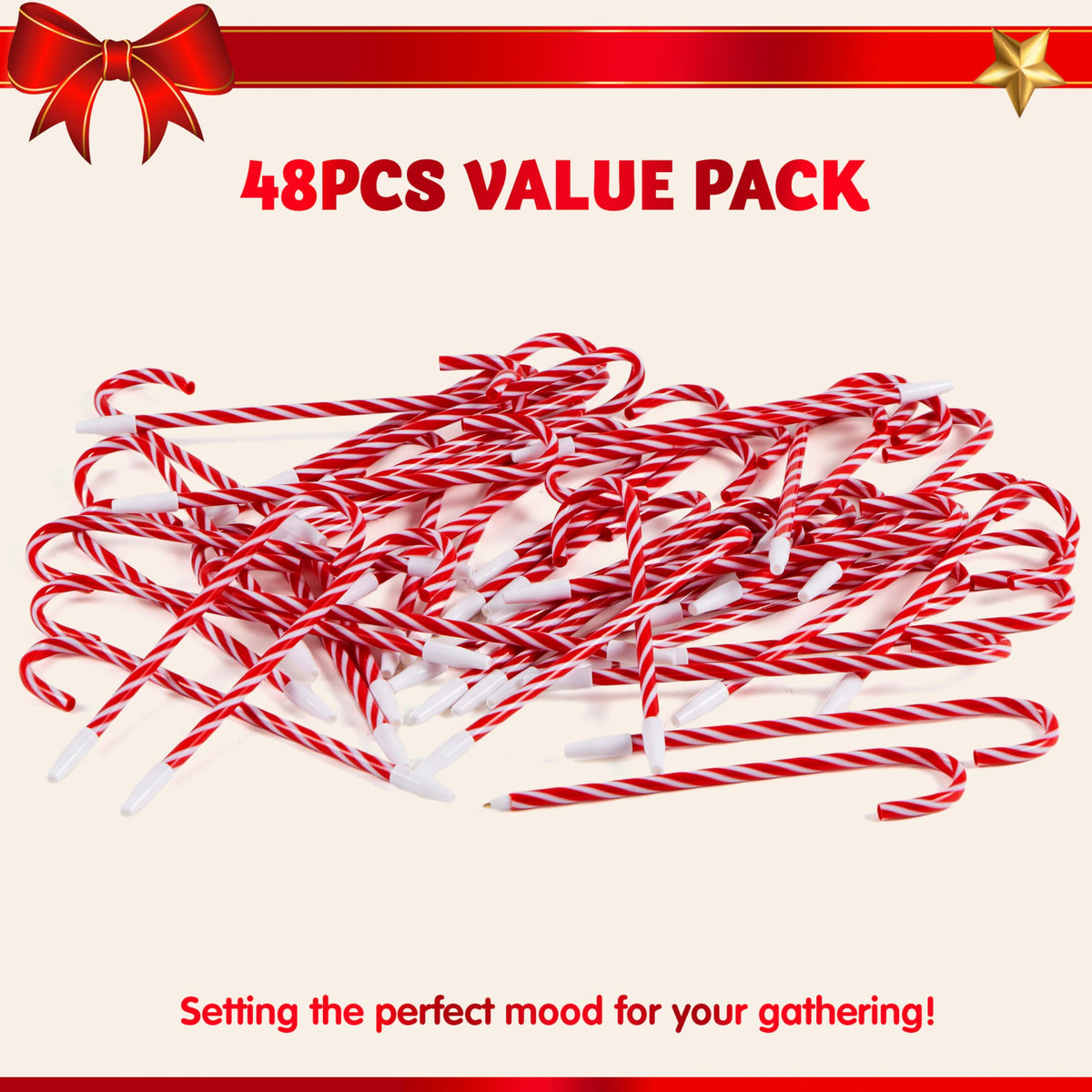 JOYIN 48 Pcs Christmas Candy Cane Ball Point Pens Snowman Umbrella Pens for Xmas Holiday Stationery