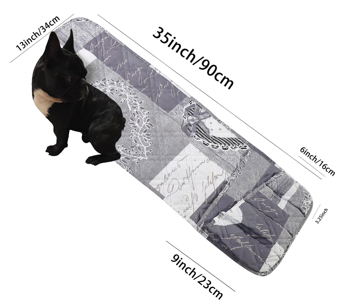 Brilliant Sunshine Grey Heartlove Couch Armrest Cover, 35"×13"